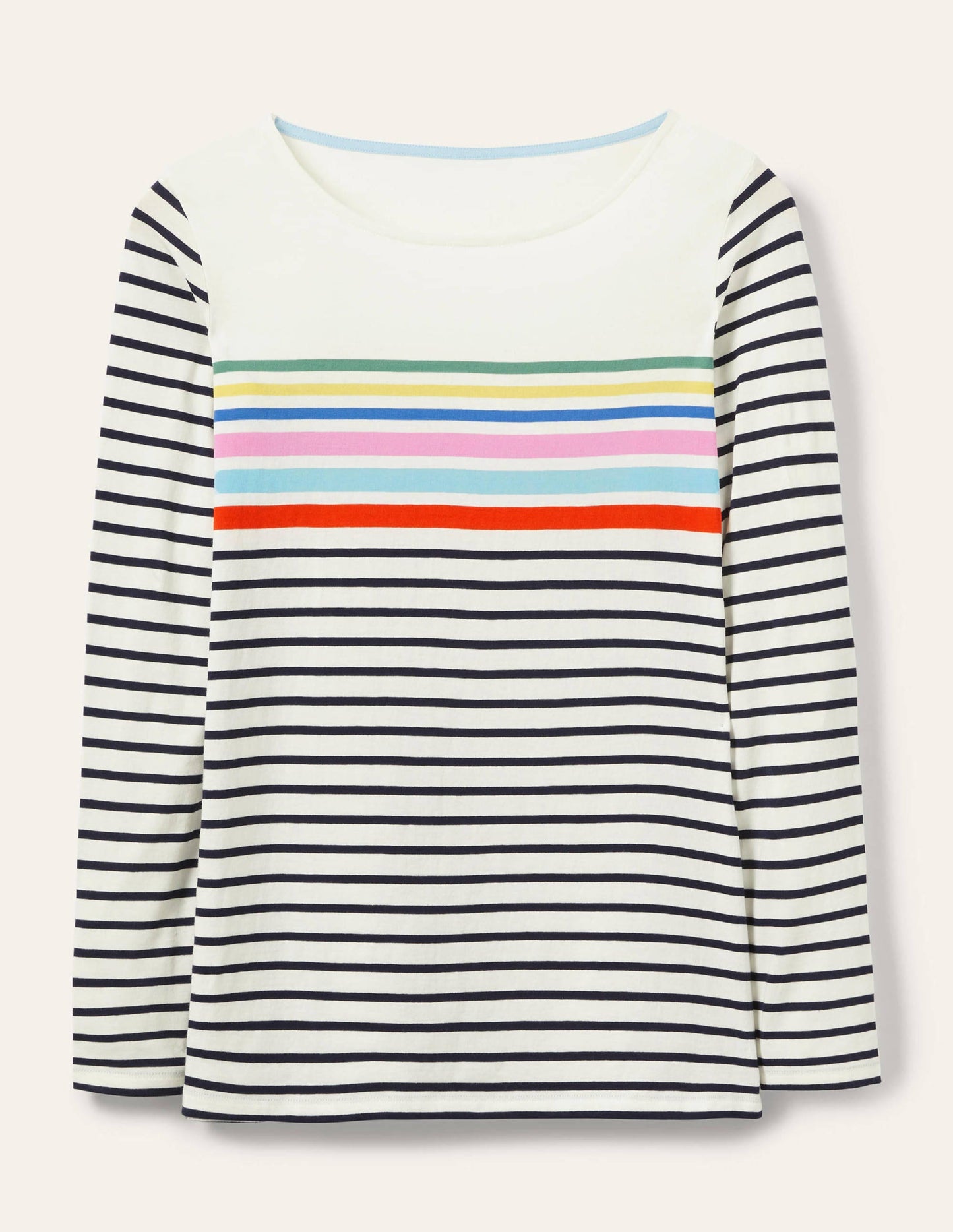 Long Sleeve Breton Top-Rainbow Chest Placement