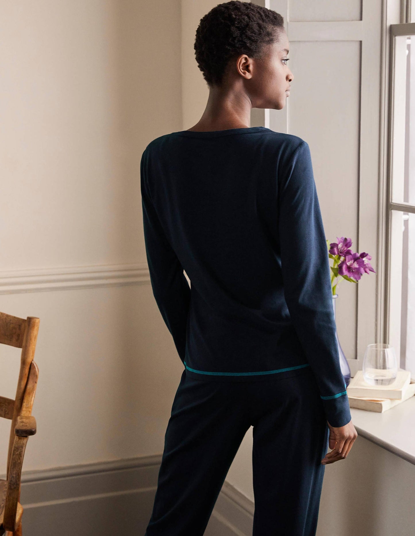 Alba Jersey Pyjama Top-Navy