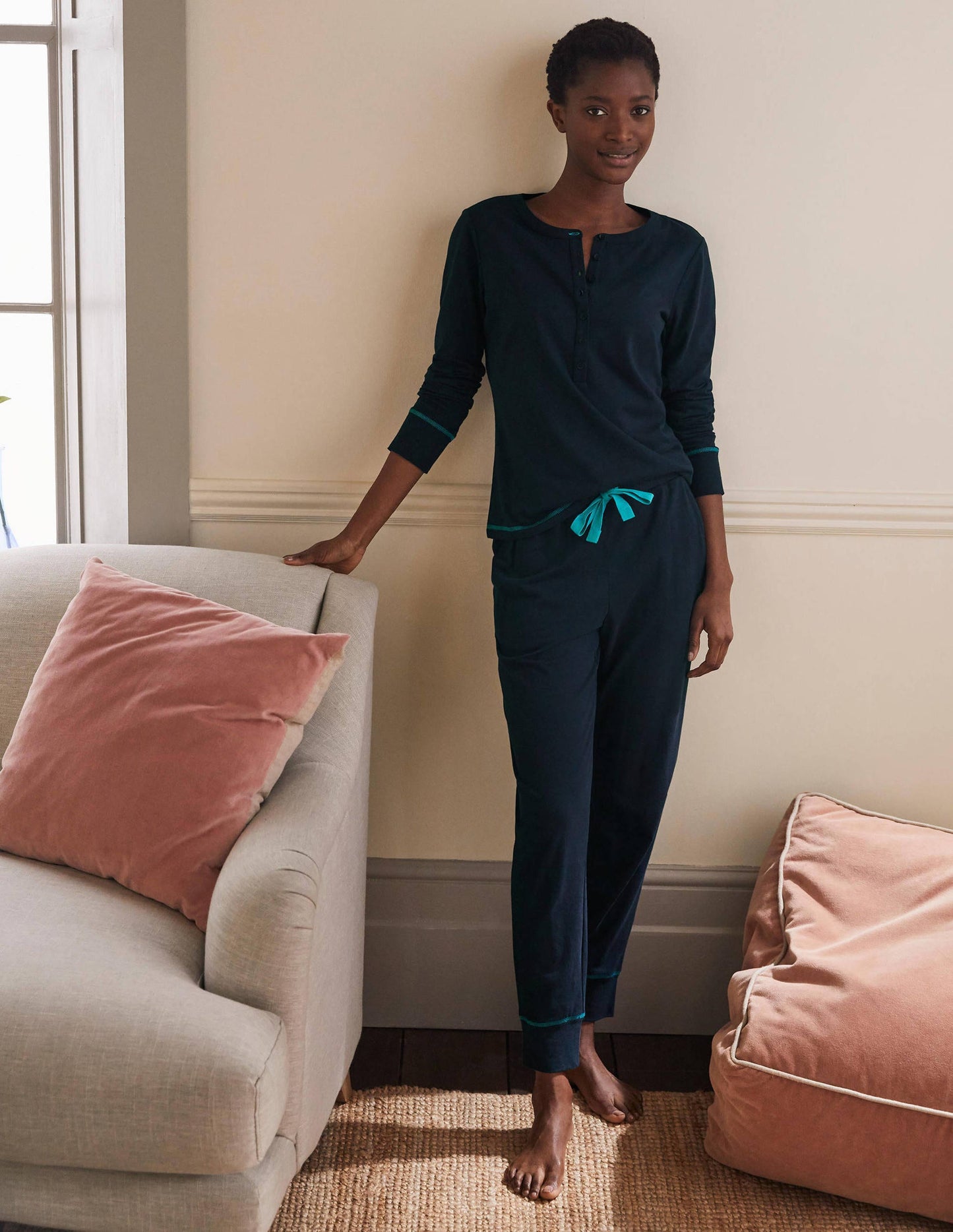 Alba Jersey Pyjama Top-Navy