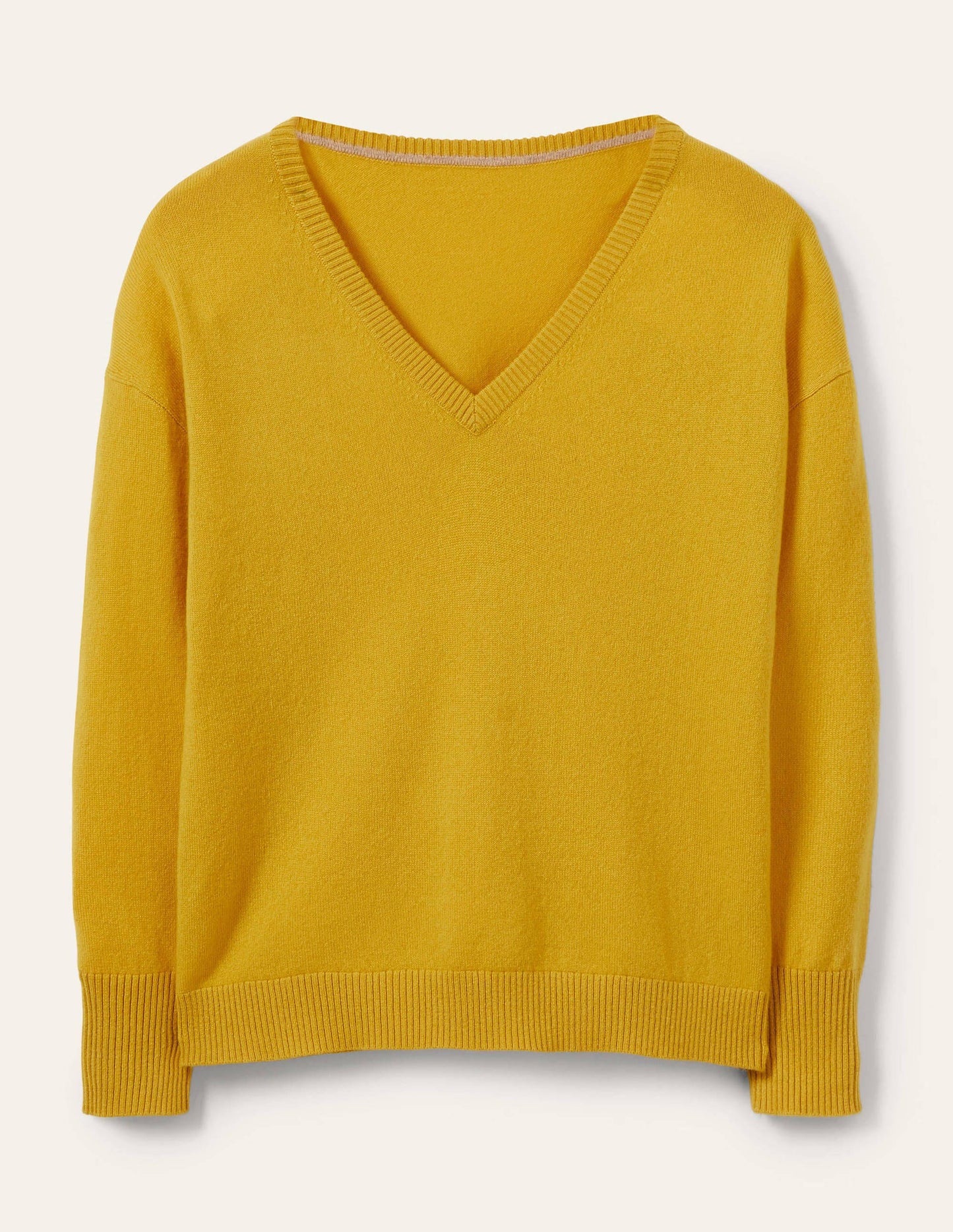 Cashmere V-neck Relaxed Jumper-Citrine Yellow