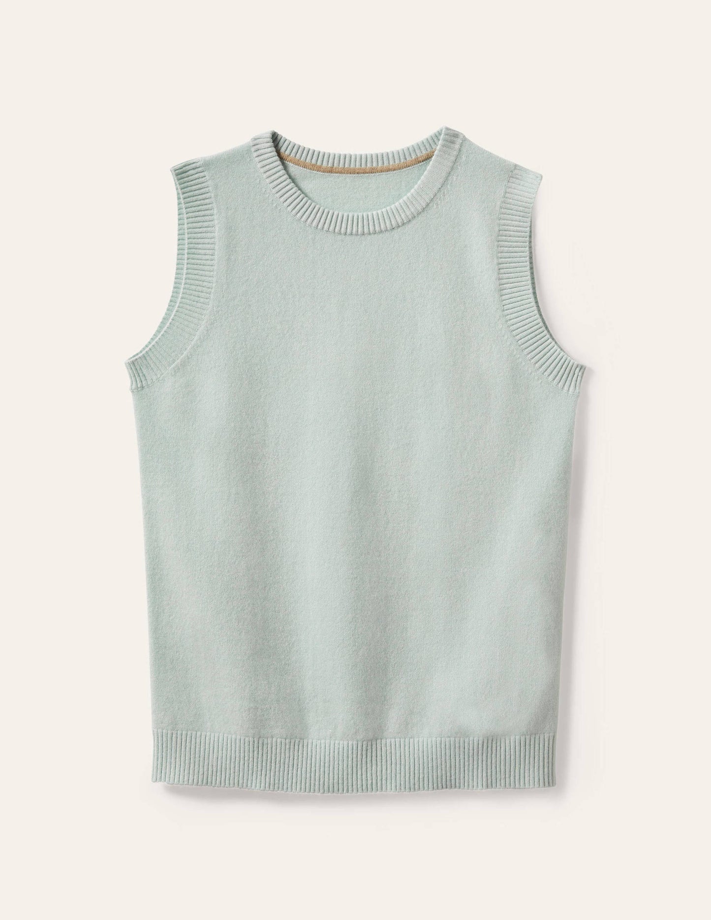 Cashmere Knitted Tank Top-Mint Blue