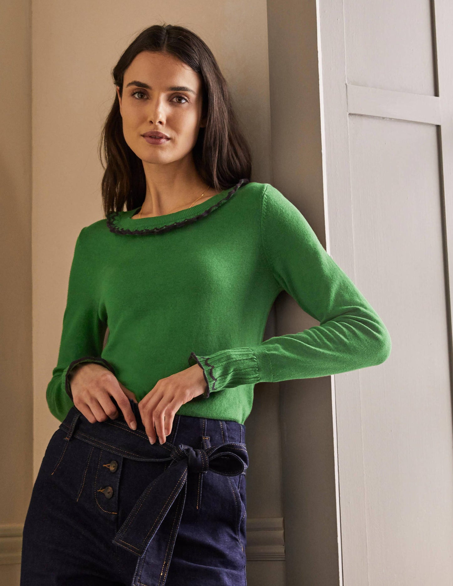 Aimee Pointelle Jumper-Conifer