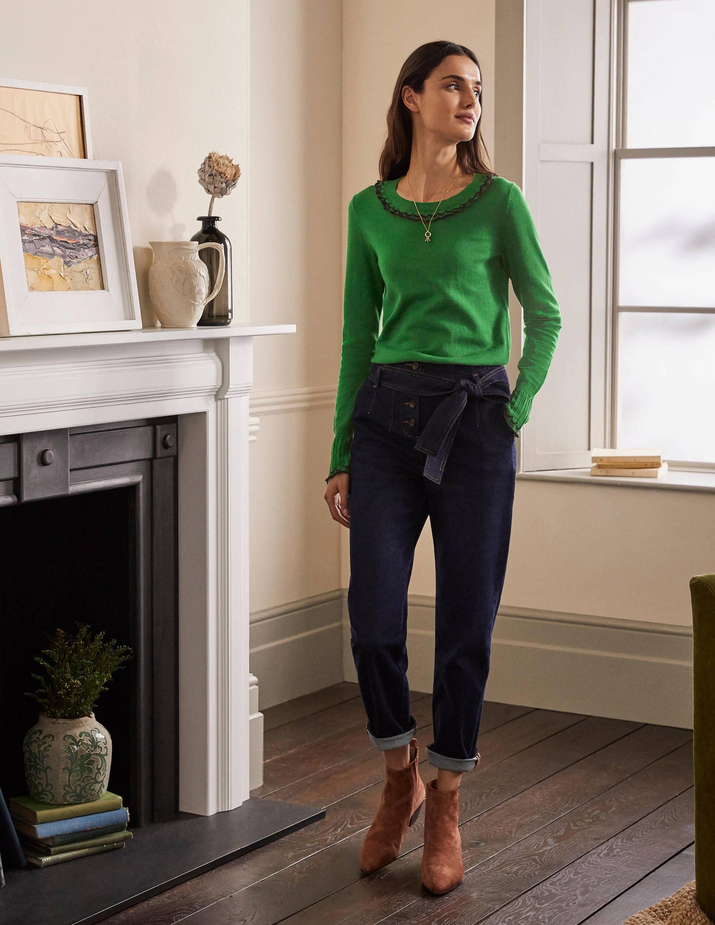 Aimee Pointelle Jumper-Conifer