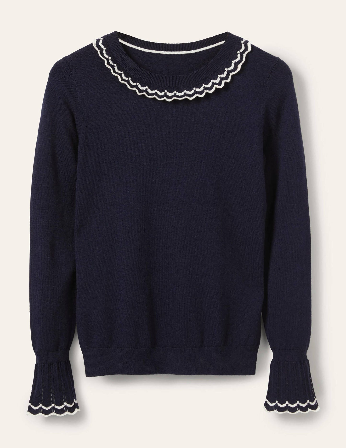 Aimee Pointelle Jumper-Navy