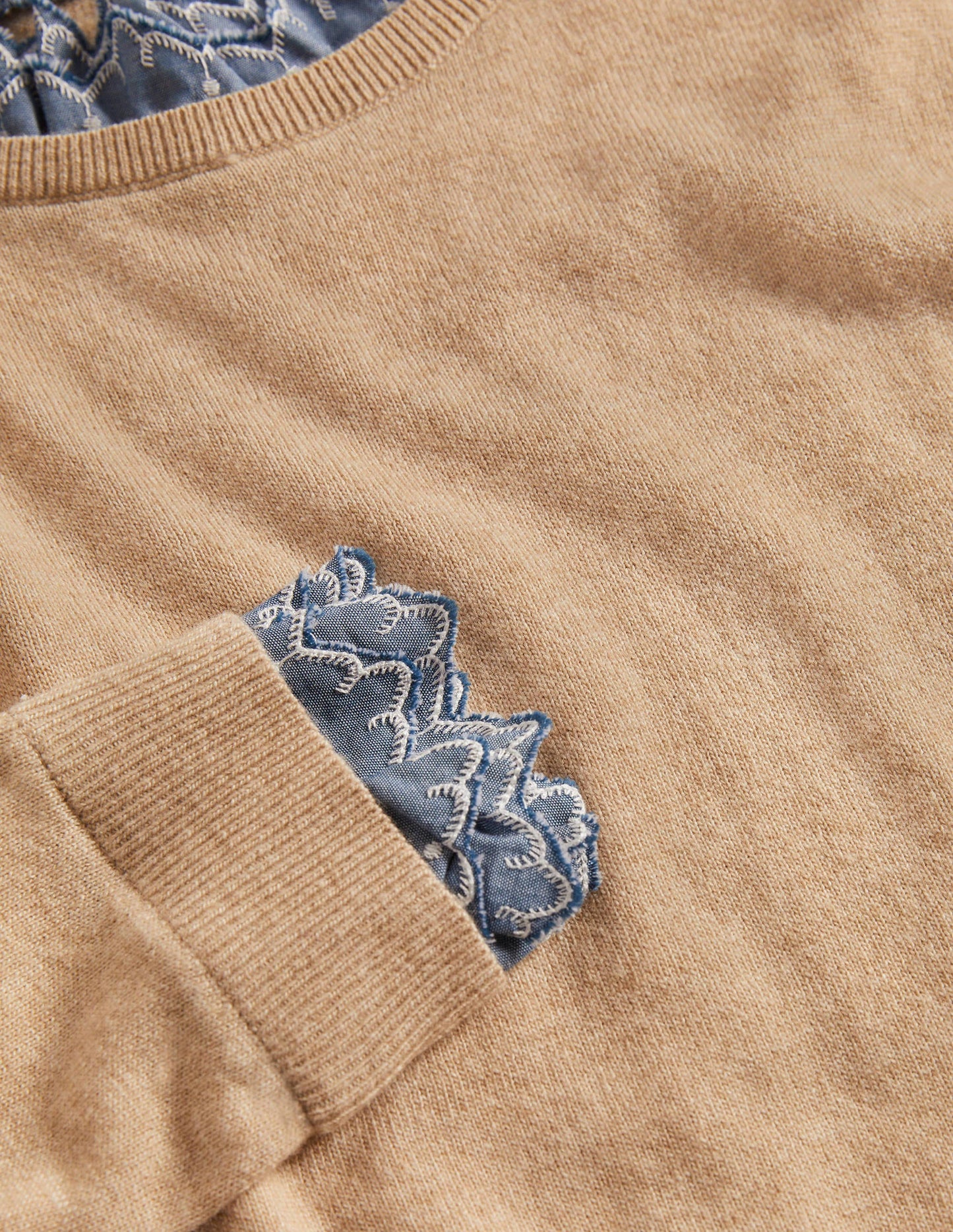 Lydia Woven Frill Jumper-Oatmeal Melange
