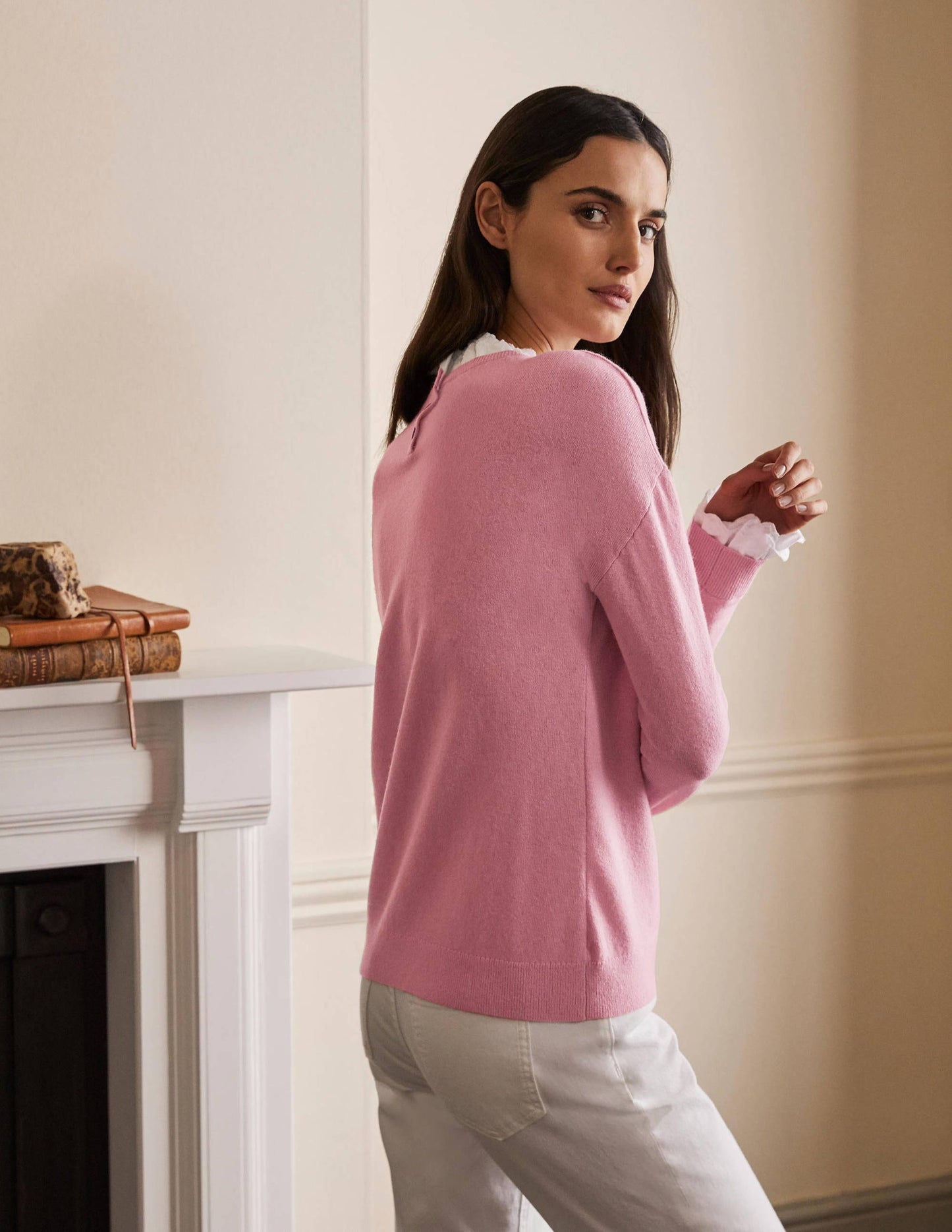 Lydia Woven Frill Jumper-Formica Pink