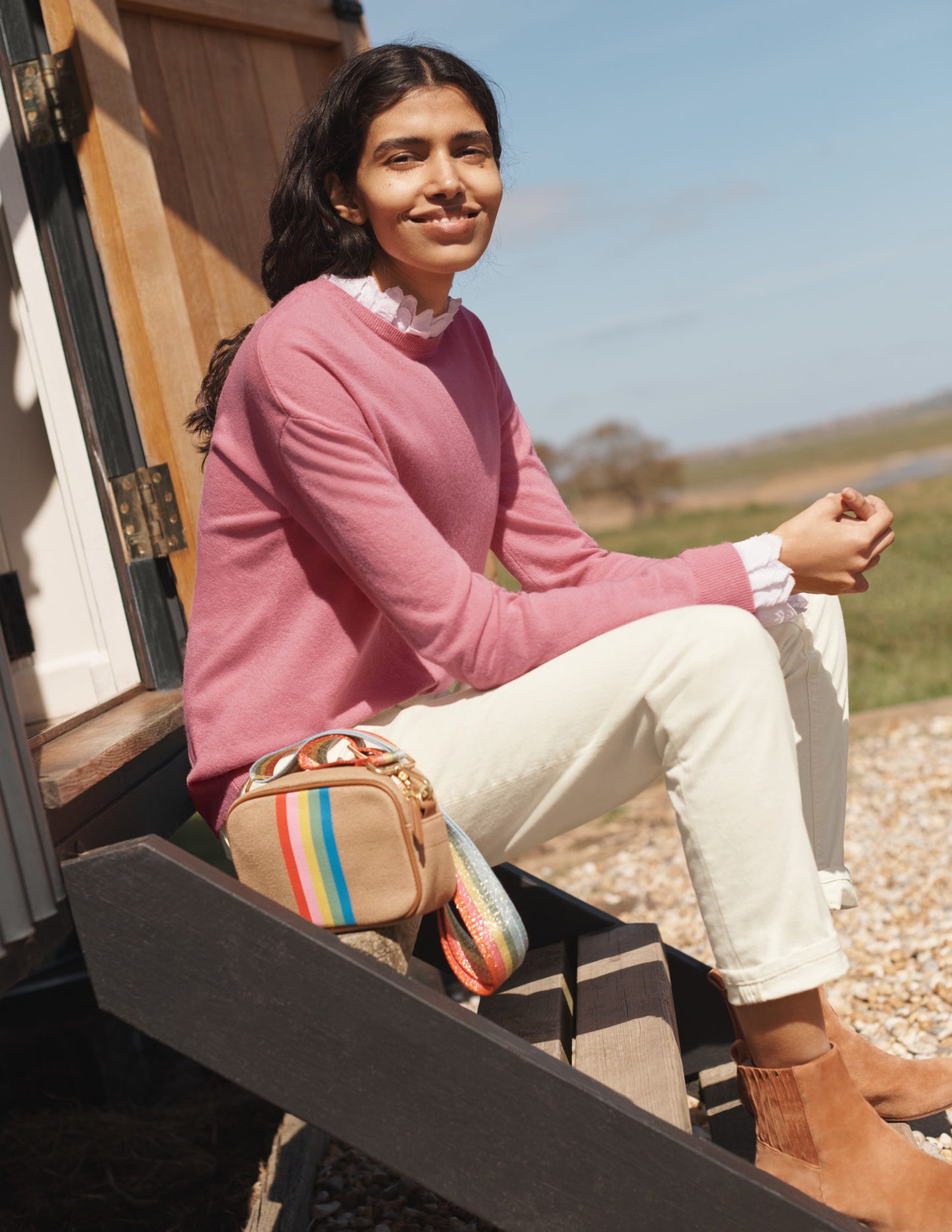 Lydia Woven Frill Jumper-Formica Pink
