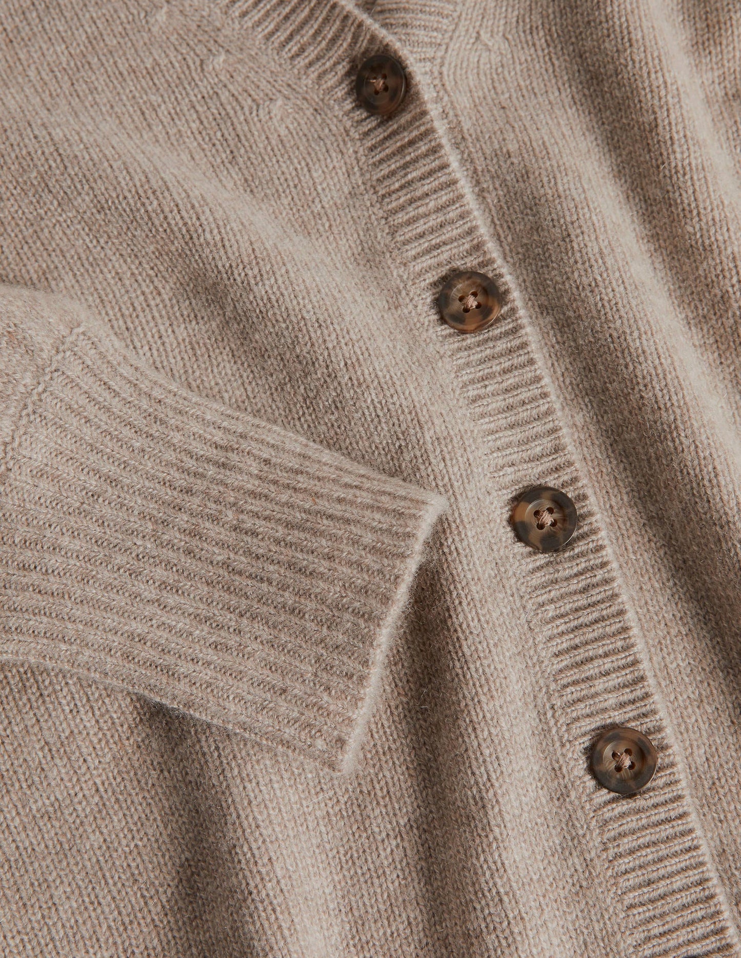 Cashmere Pleat Detail Cardigan-Mink Melange