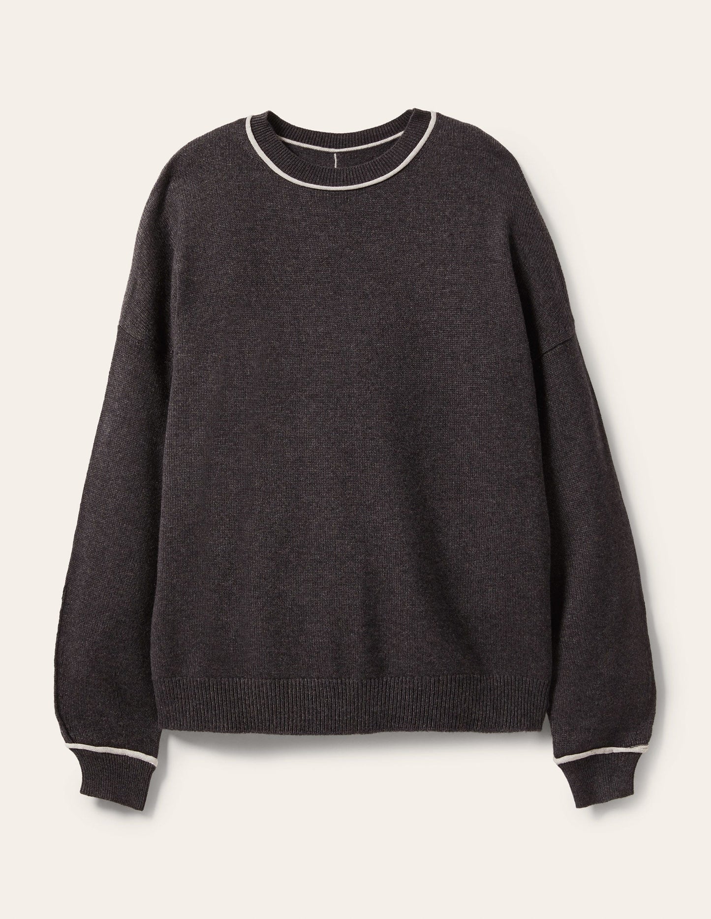 Oversized Crew Neck Jumper-Charcoal Melange