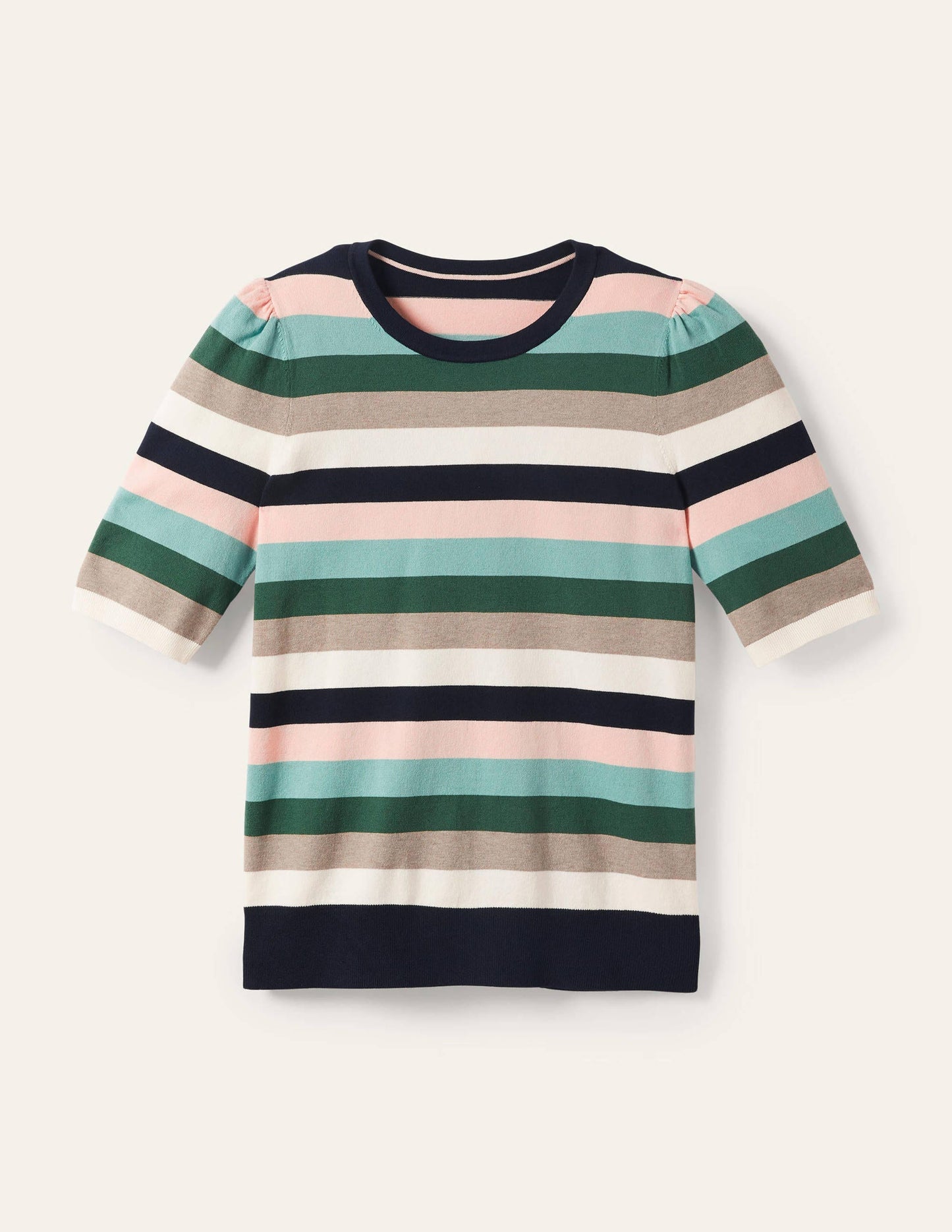 Cotton Crew Knitted Top-Palm Leaf, Multi Stripe