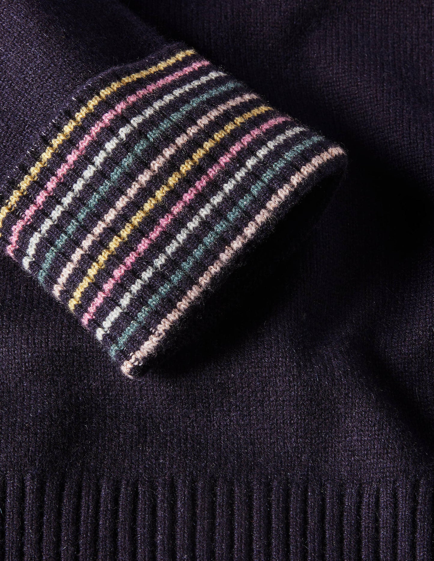 Cashmere Cuff Detail Jumper-Navy