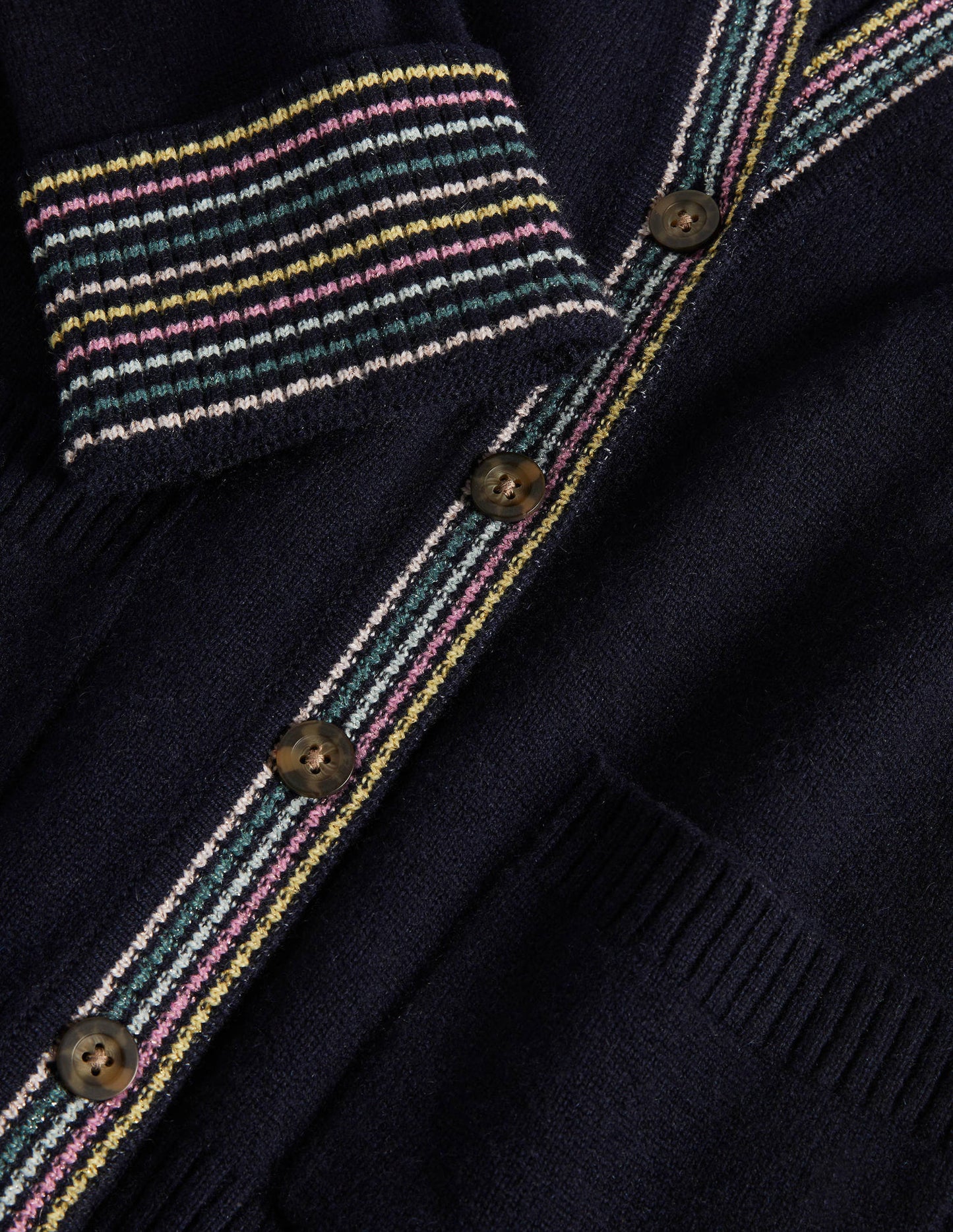 Cashmere Cuff Detail Cardigan-Navy