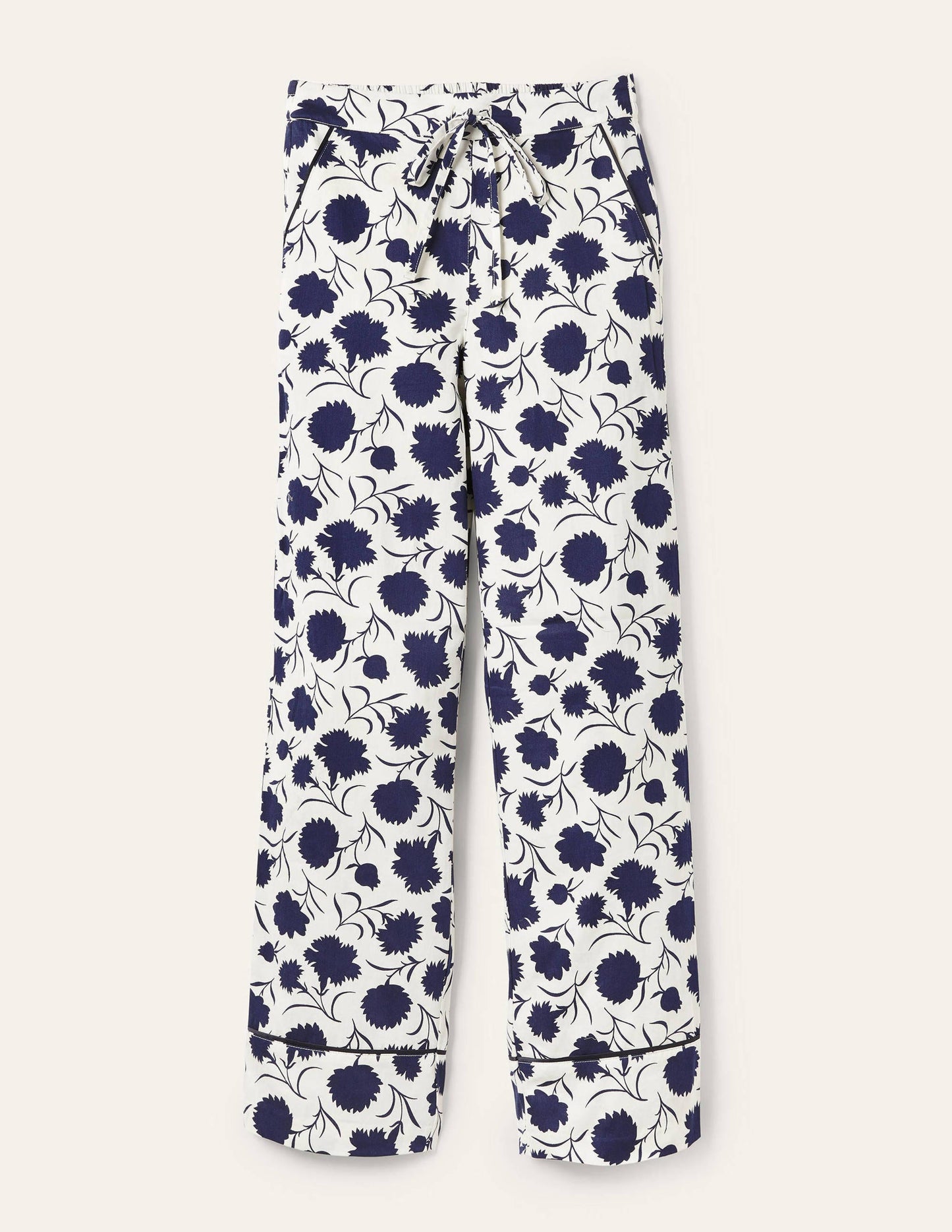 Cotton Pyjama Trousers-Ivory, Leafy Bud