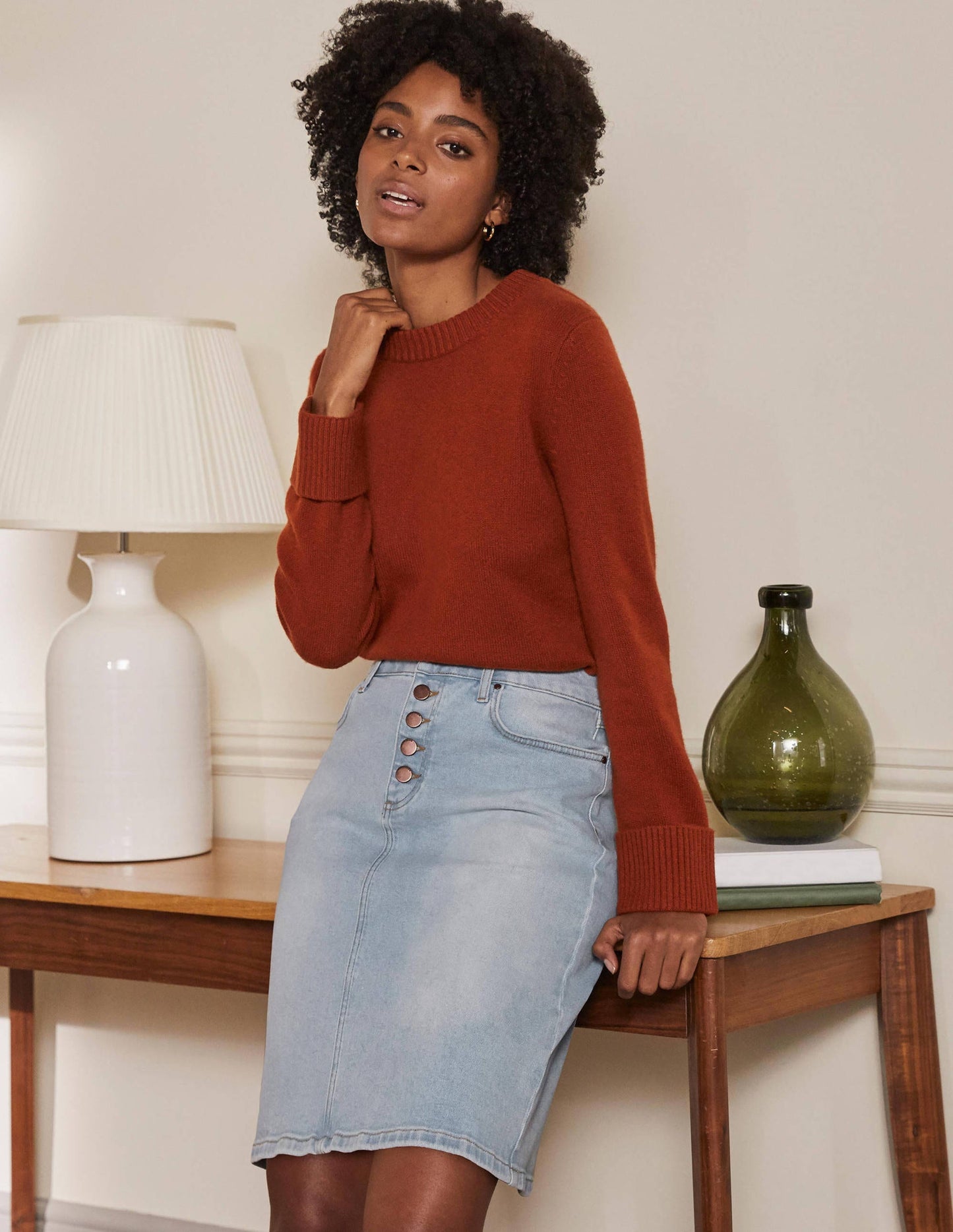 Amelie Girlfriend Skirt-Denim Light Wash