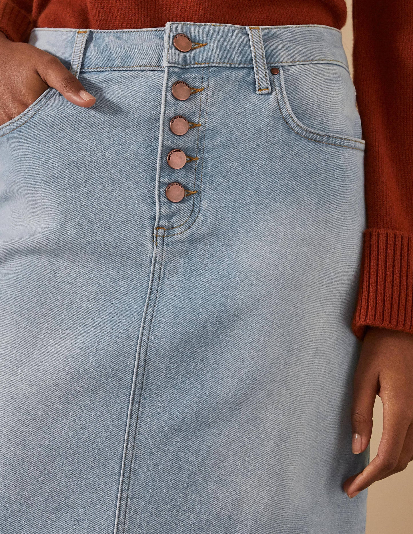 Amelie Girlfriend Skirt-Denim Light Wash