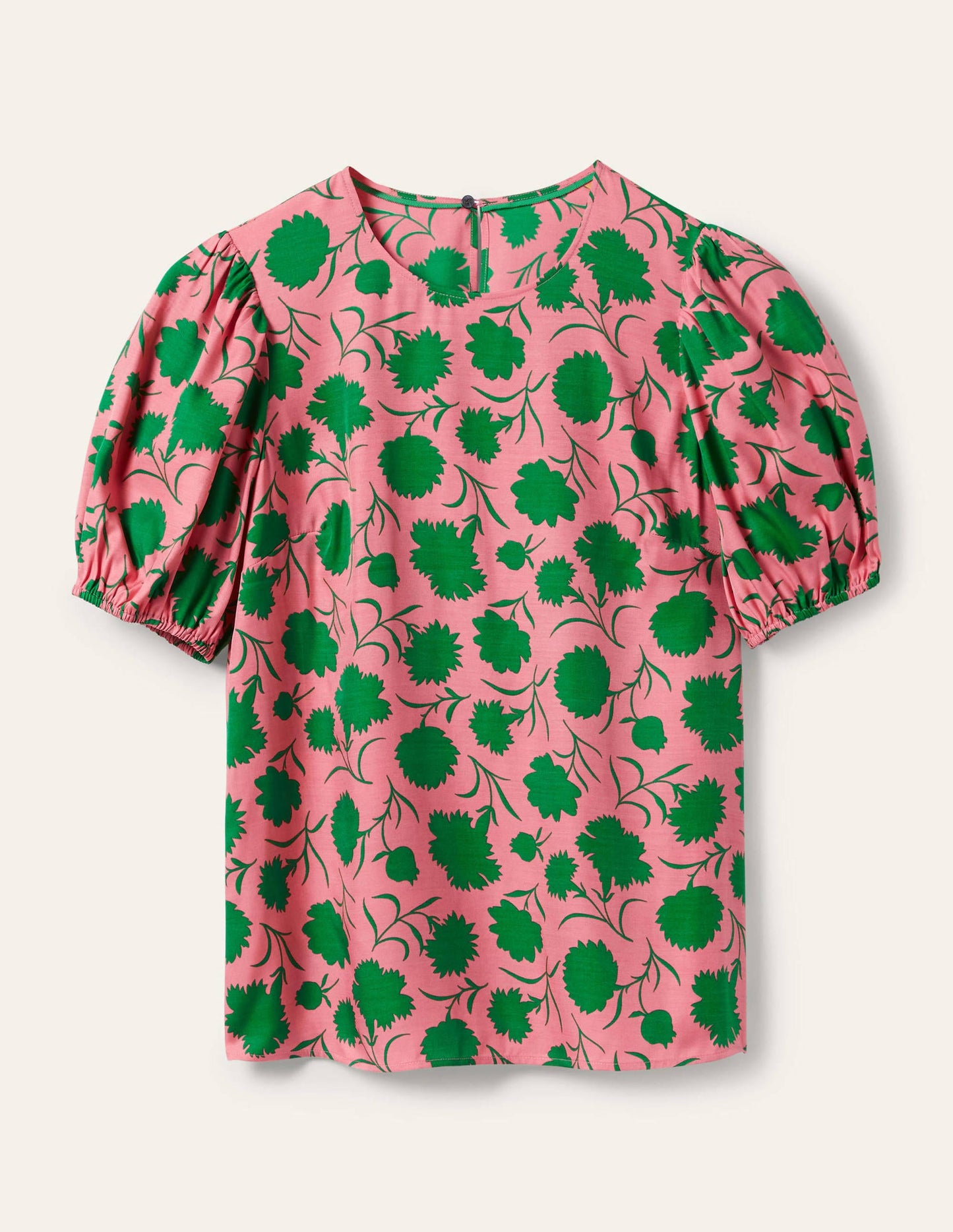 Adriana Puff Sleeve Top-Pink Lemonade, Leafy Bud