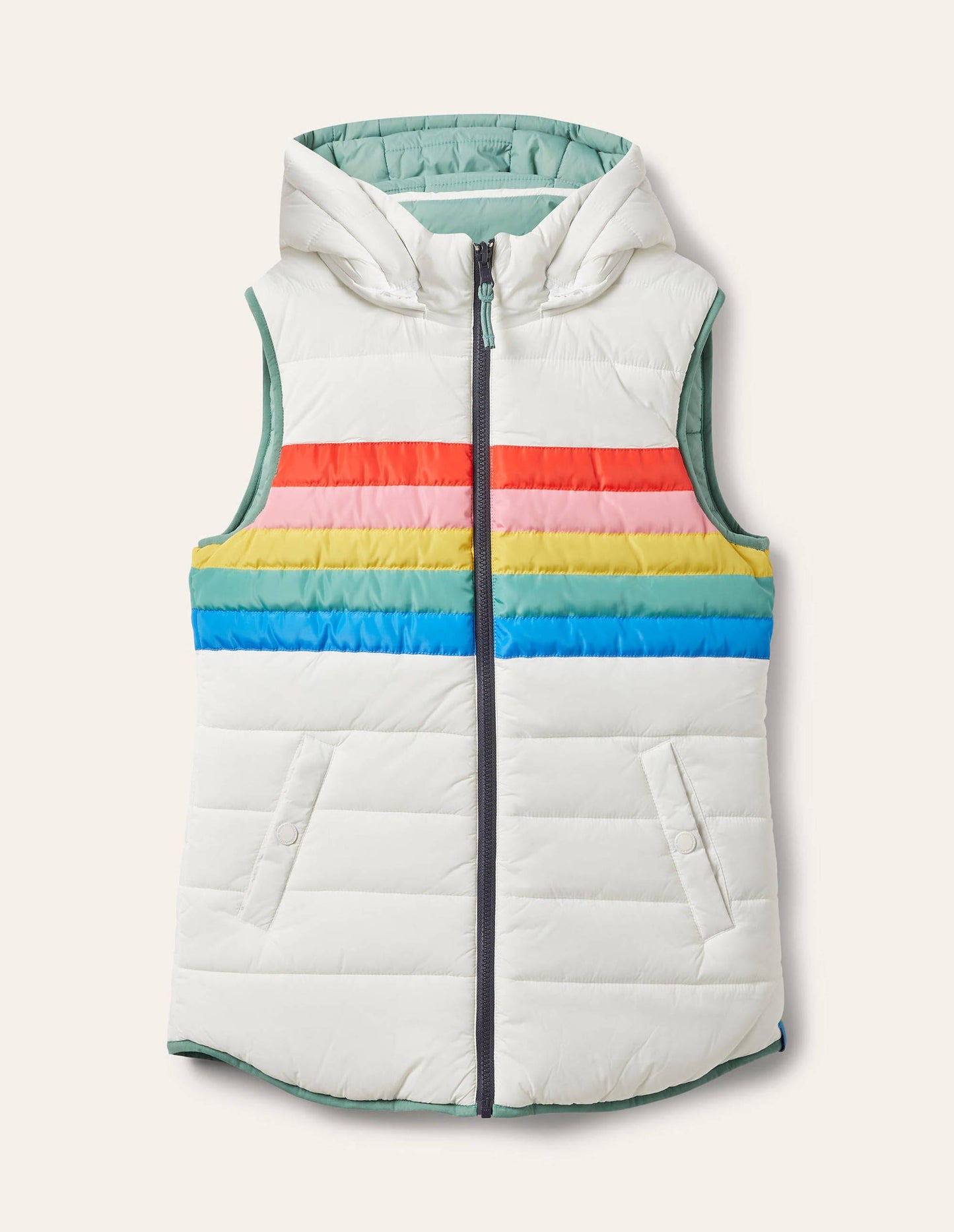 Reversible Lightweight Gilet-Ivory Stripe