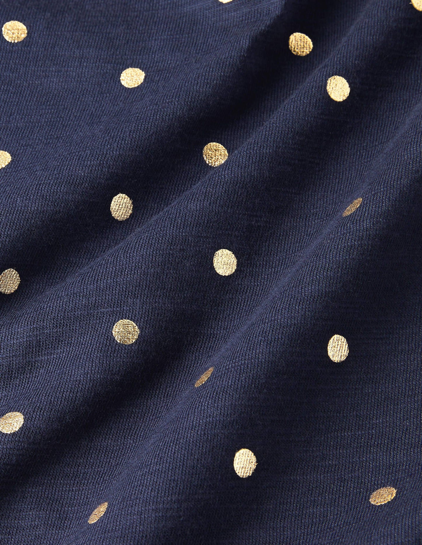 Romaine Tiered Jersey Dress-Navy and Gold, Polka Dot
