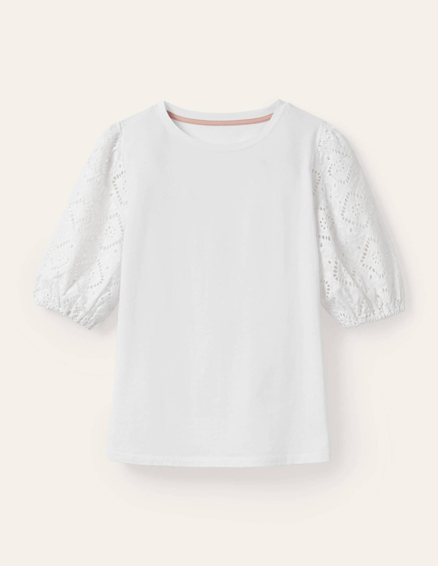 Abigail Puff Sleeve Jersey Top-White
