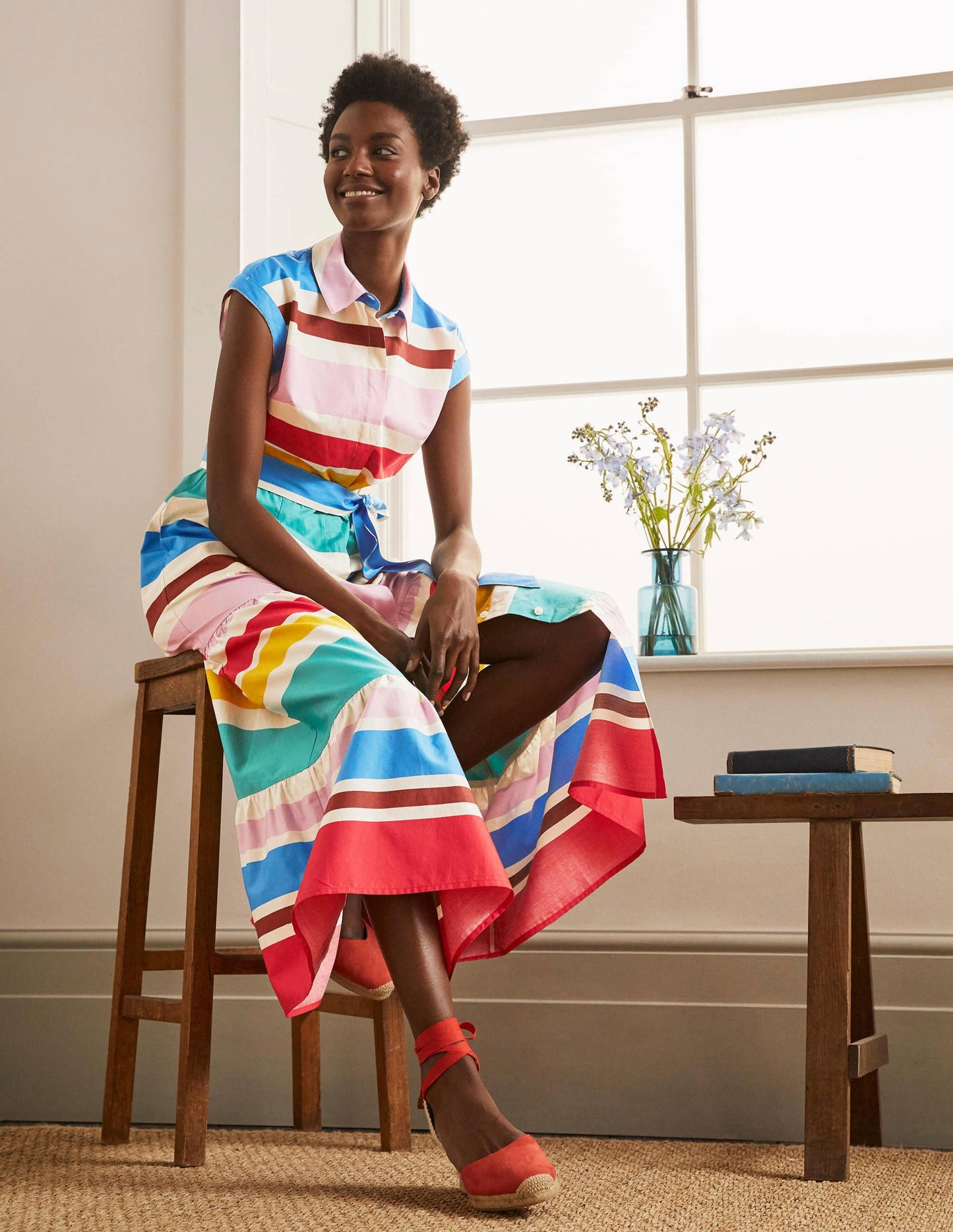 Betty Maxi Shirt Dress-Summer Multistripe