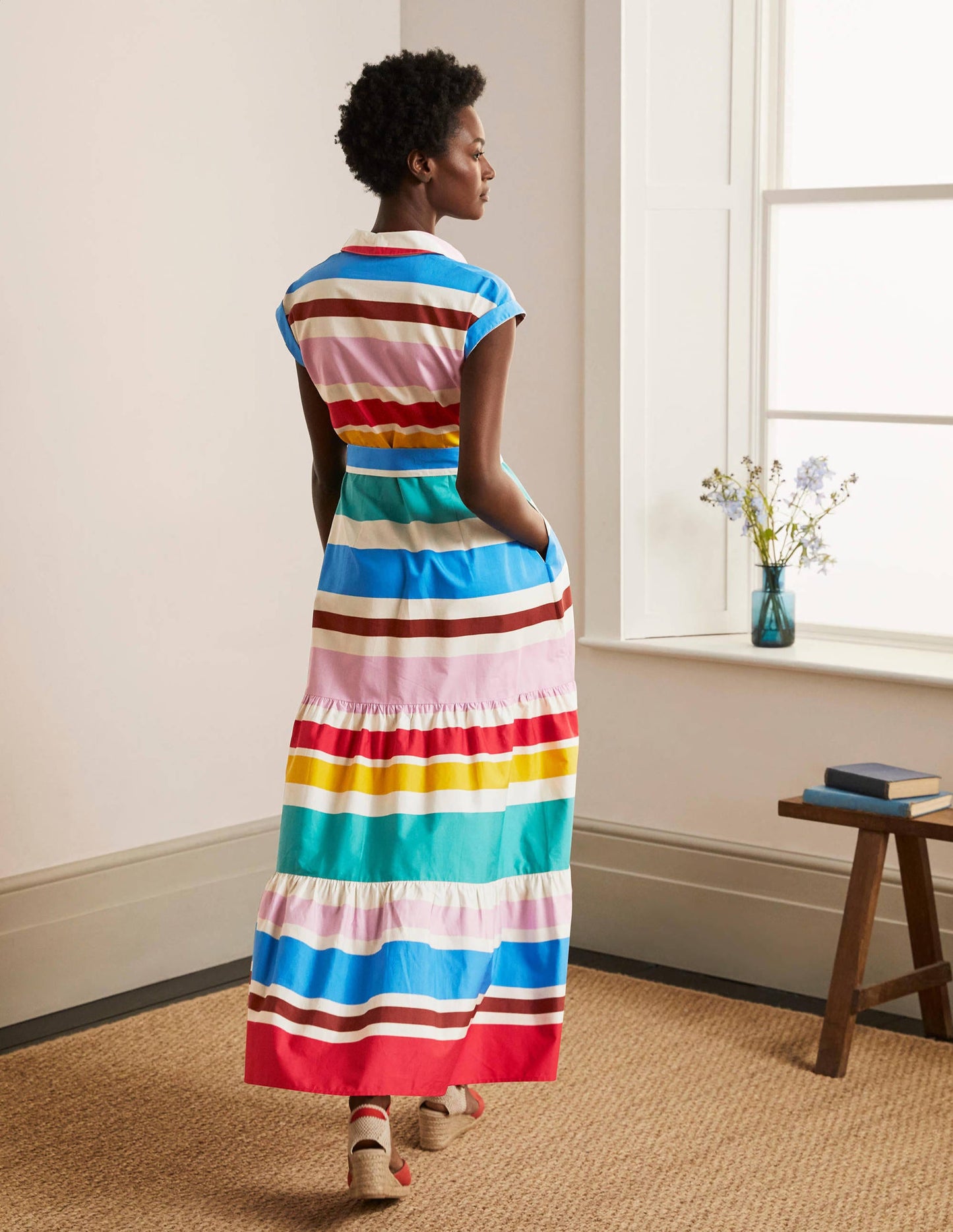 Betty Maxi Shirt Dress-Summer Multistripe