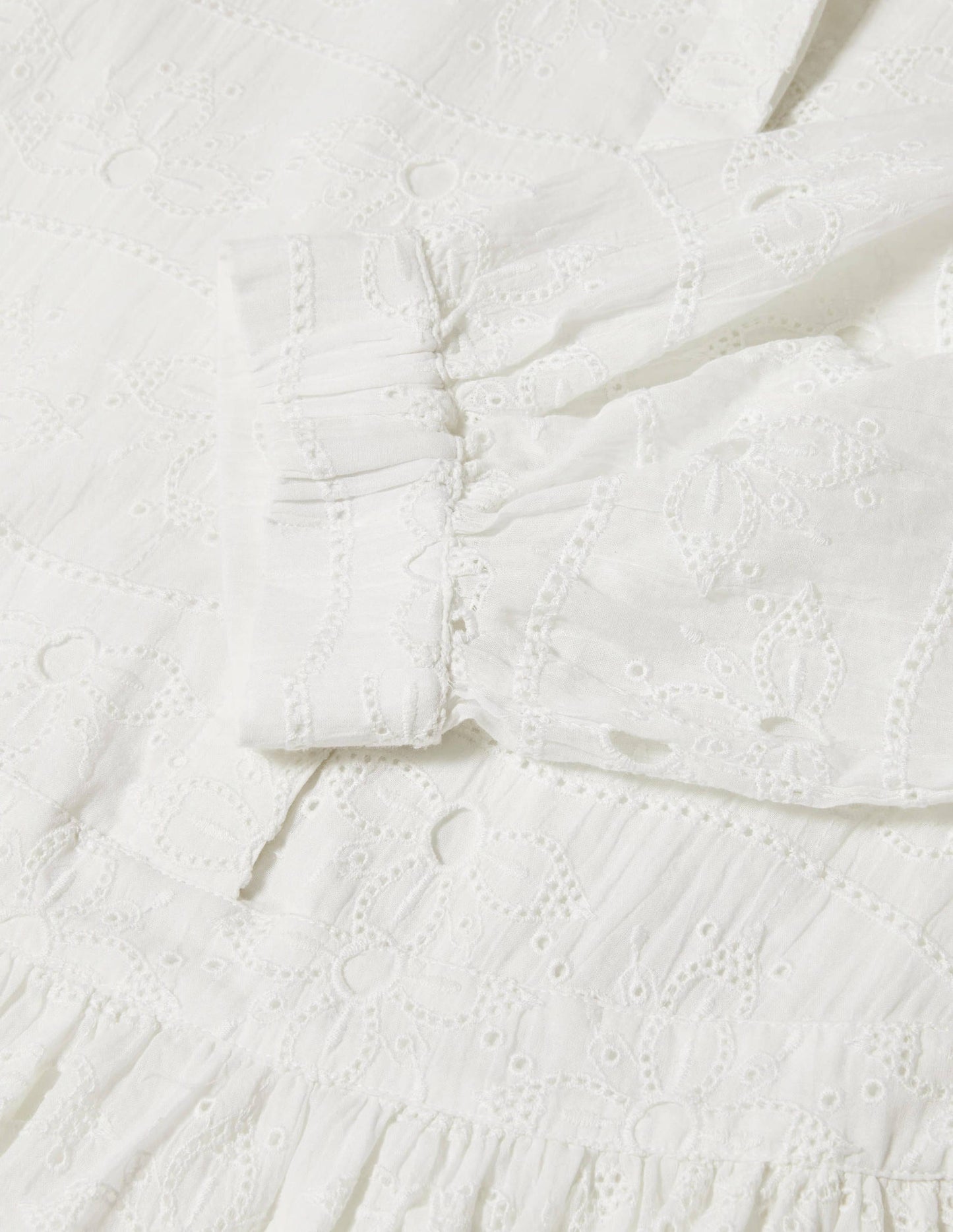 Broderie Cotton Dress-White