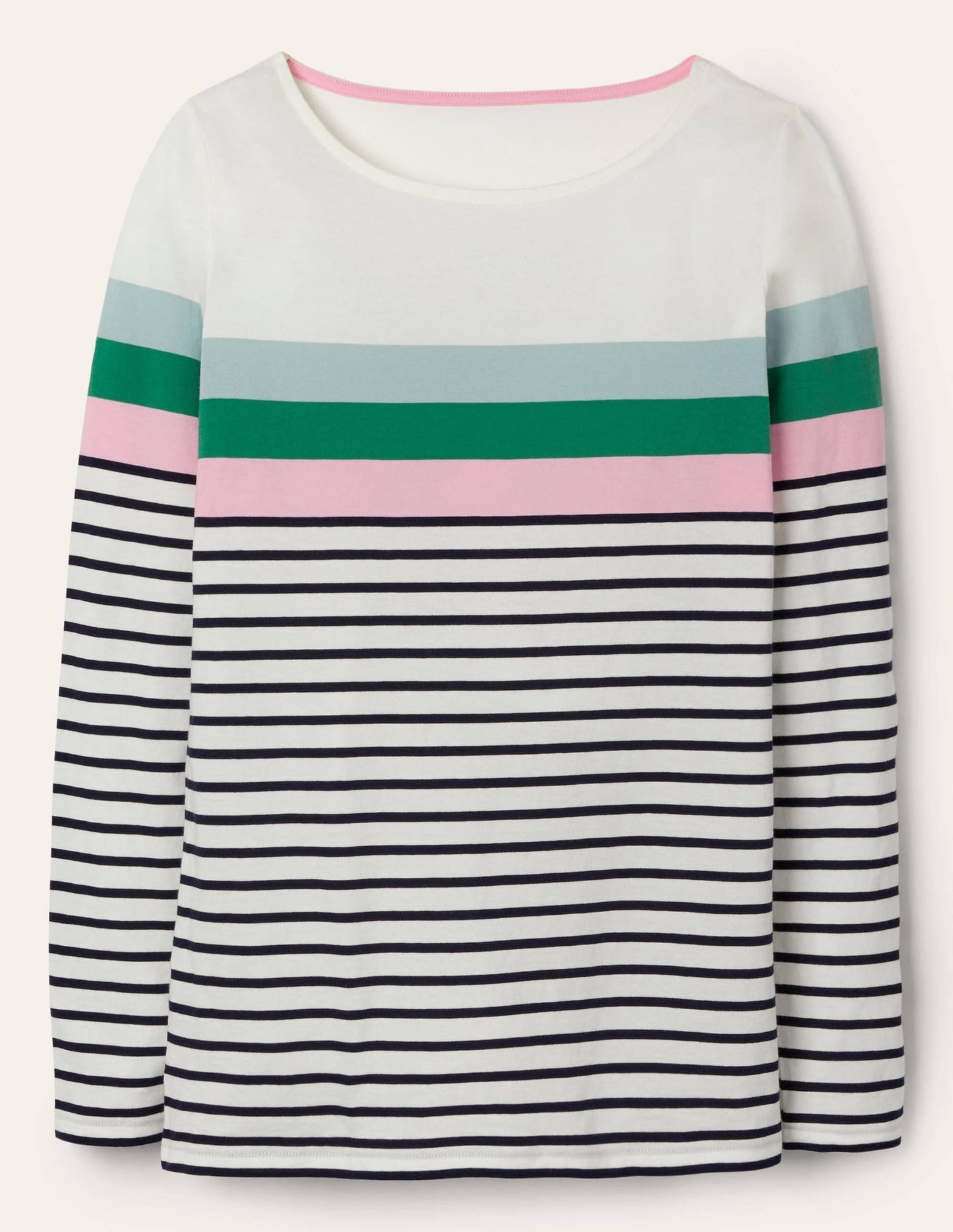 Long Sleeve Breton Top-Ice Blue/ Soft Peony