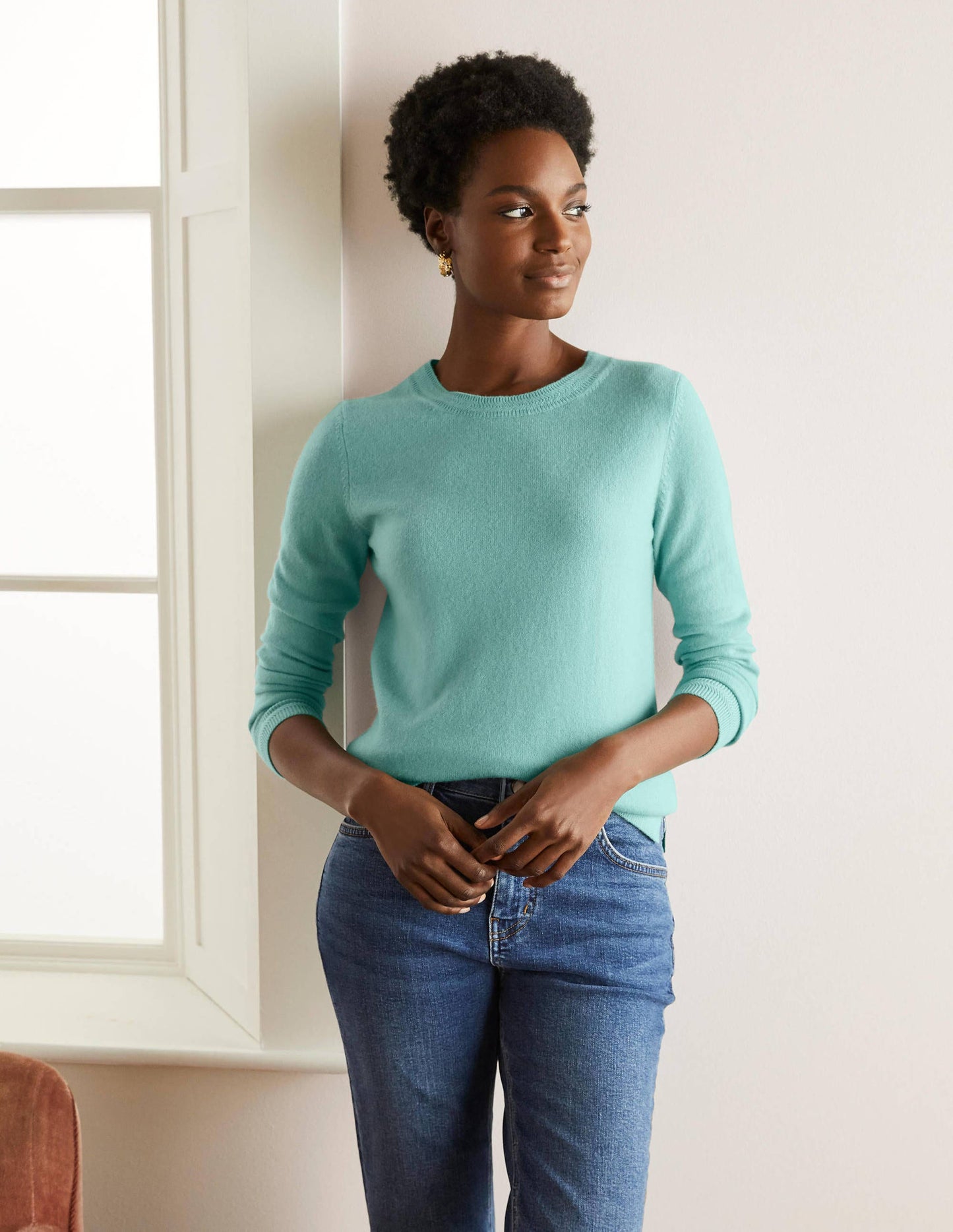 Cashmere Crew Neck Jumper-Apple Mint