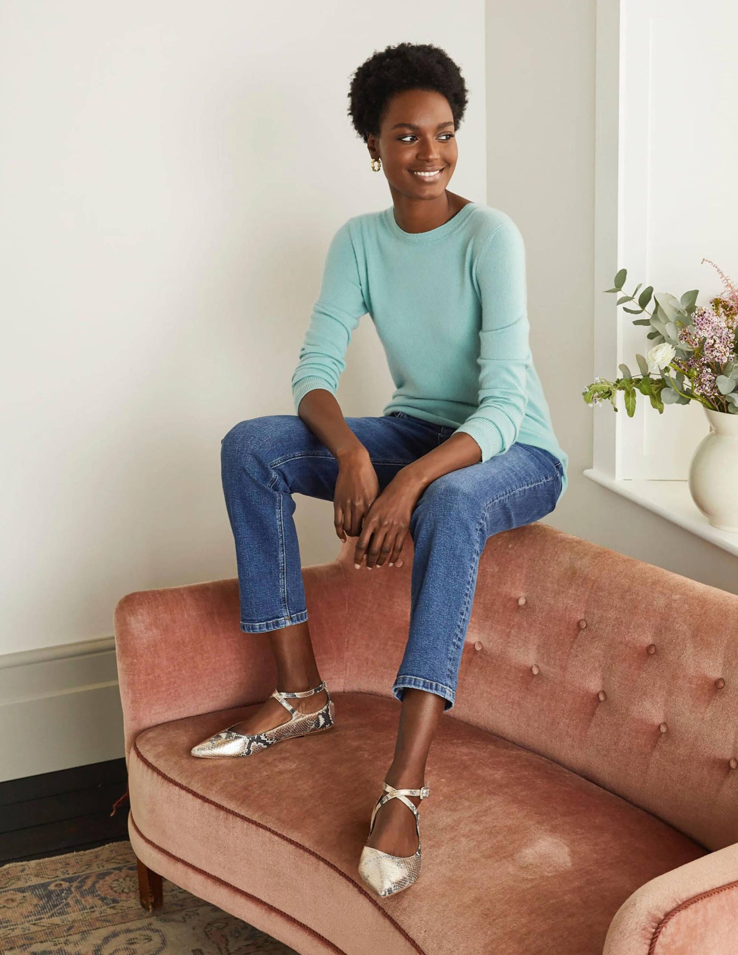 Cashmere Crew Neck Jumper-Apple Mint