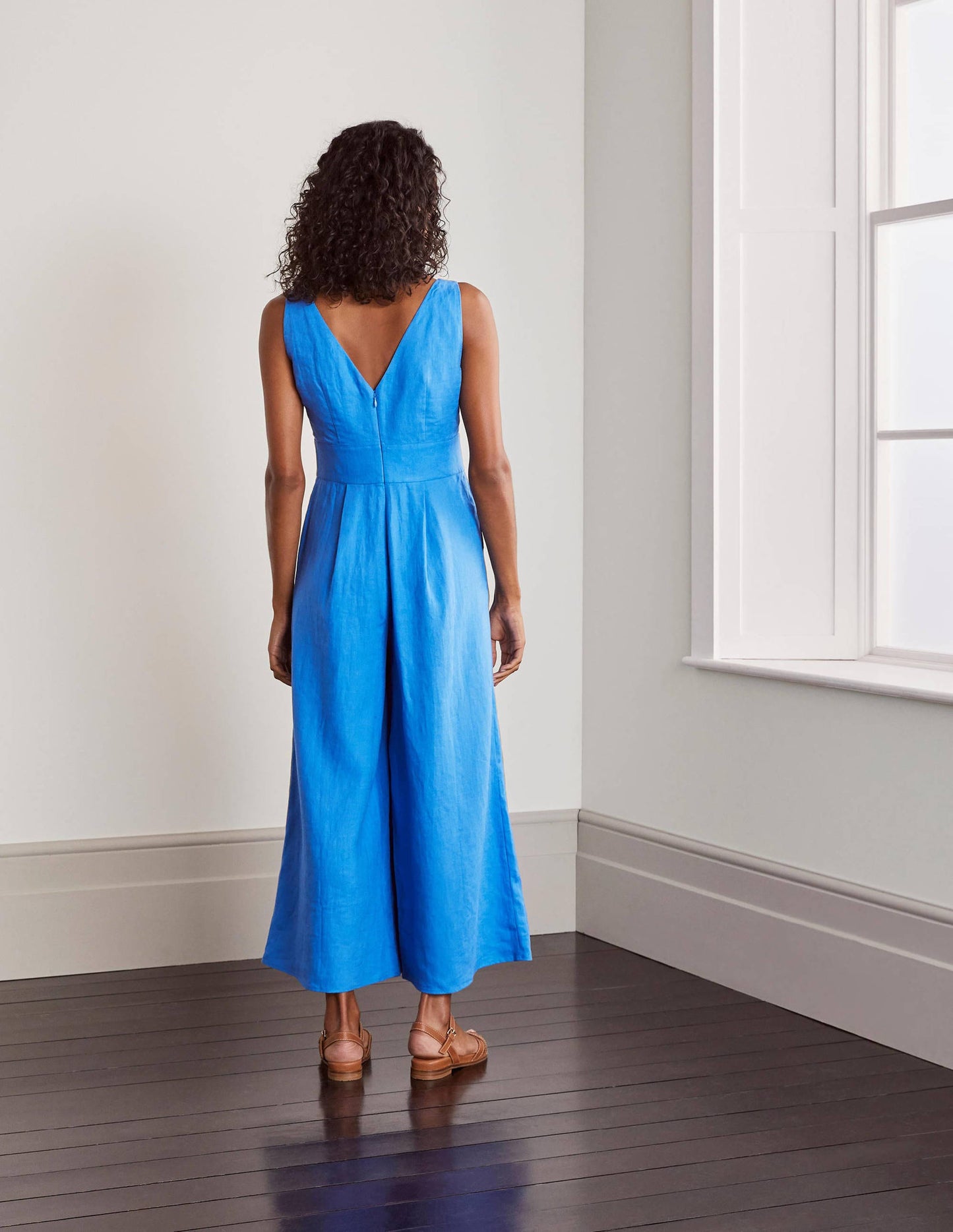Jemima Linen Jumpsuit-Marina Blue
