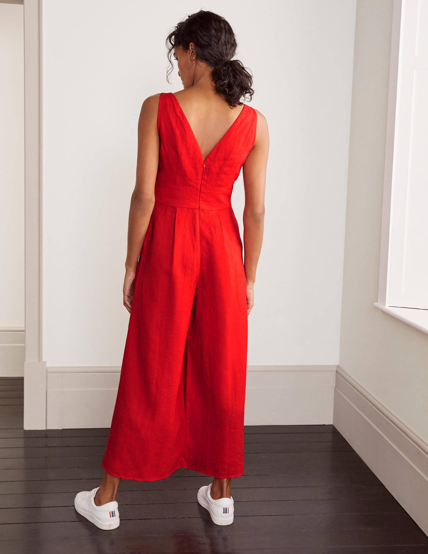Jemima Linen Jumpsuit-Cherry Red