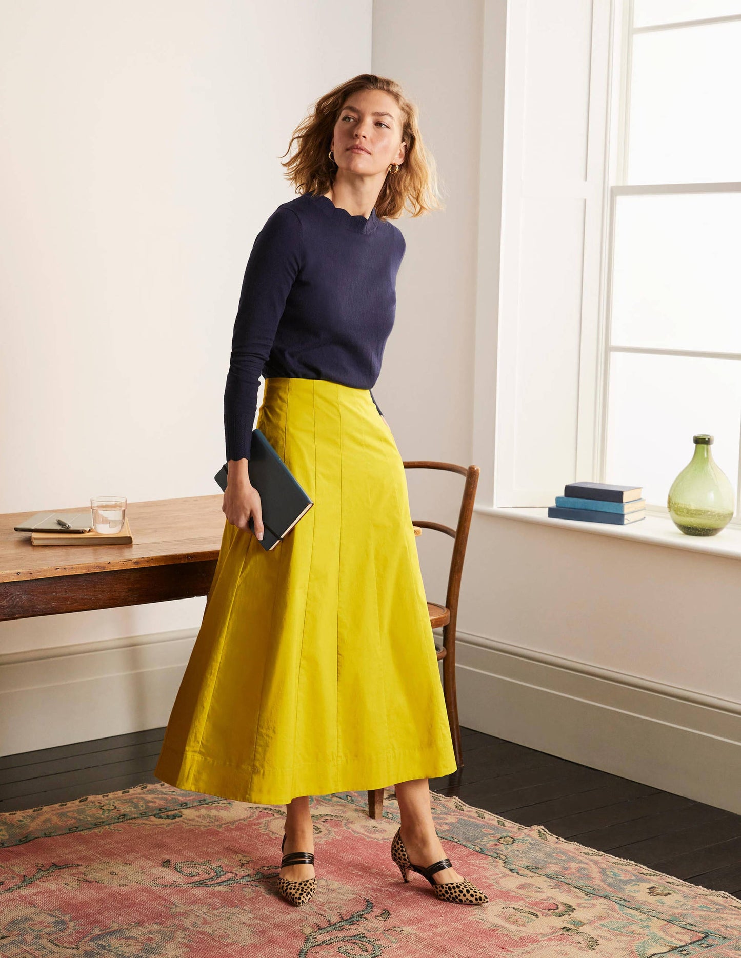 Marcia Midi Skirt-Chartreuse