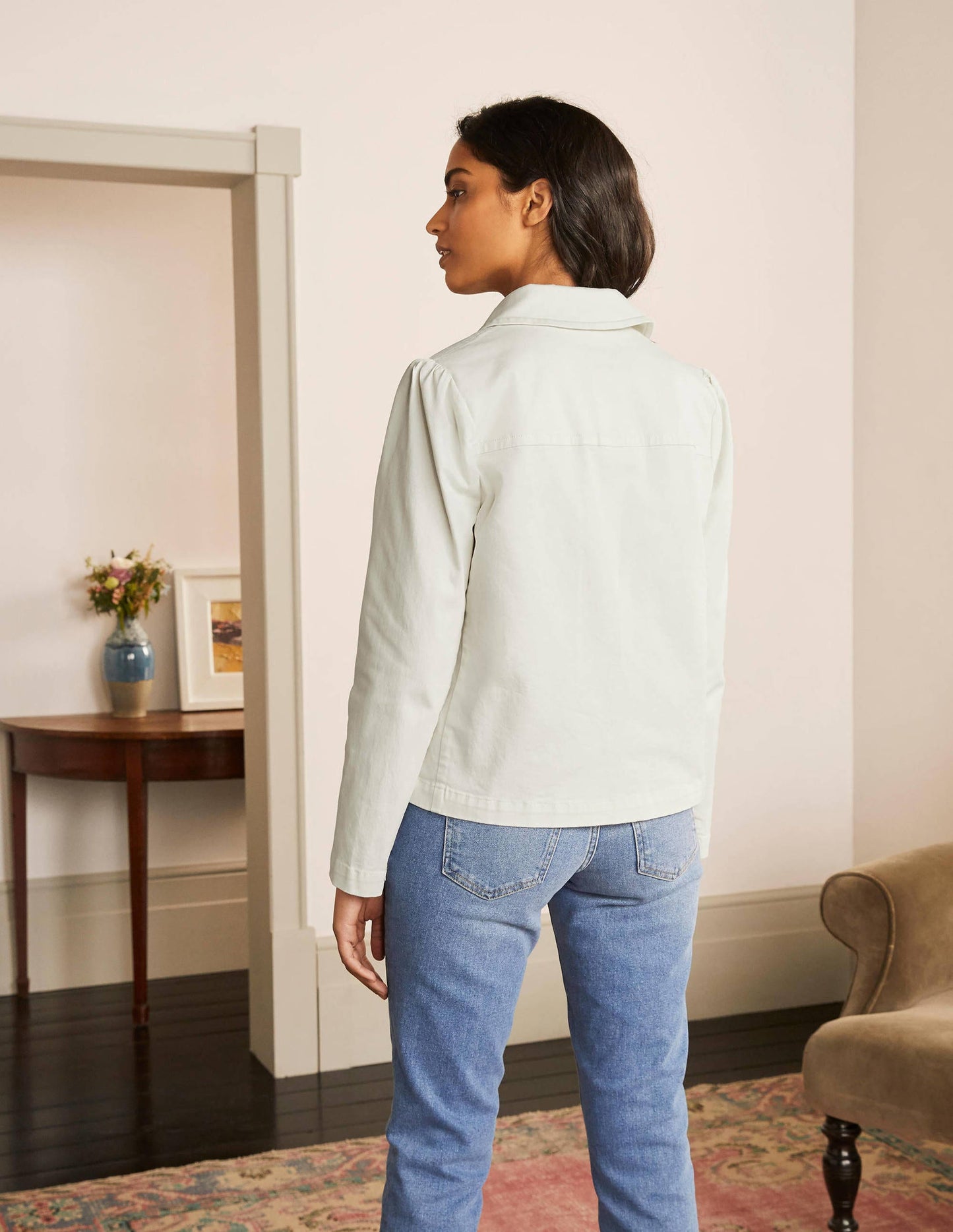 Pocket Detail Jacket-Ecru