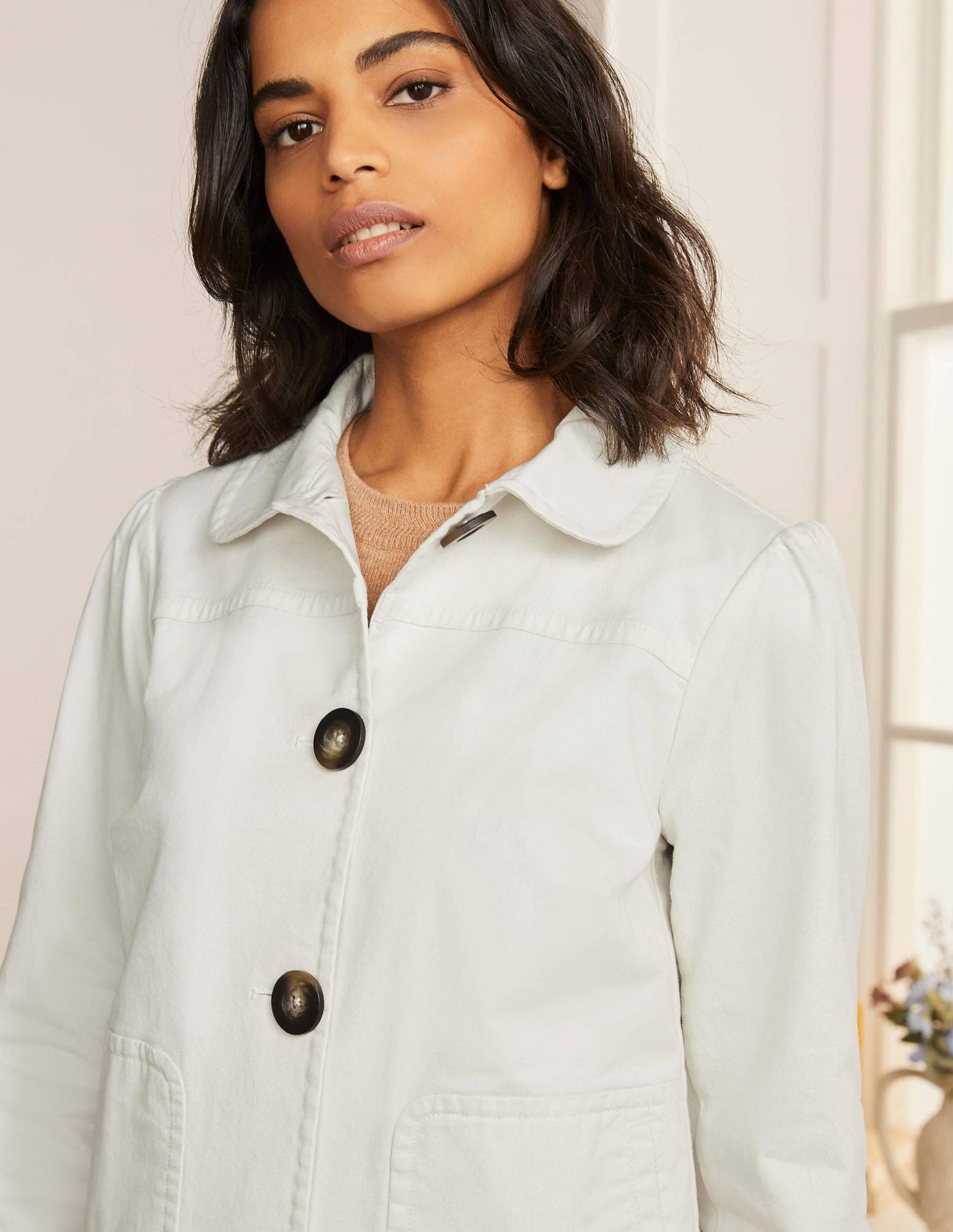 Pocket Detail Jacket-Ecru