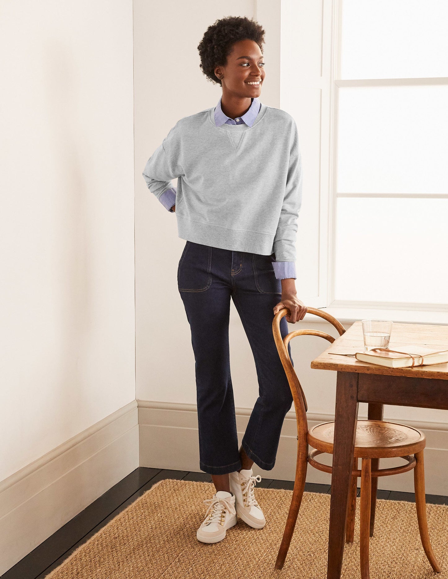 Cropped Sweatshirt-Grey Marl