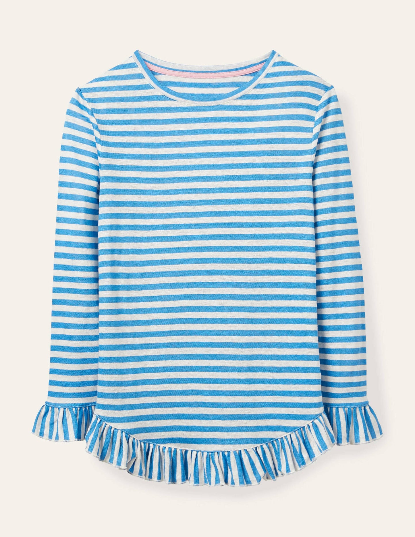 Dorothy Linen Jersey Top-Moroccan Blue/ Ivory