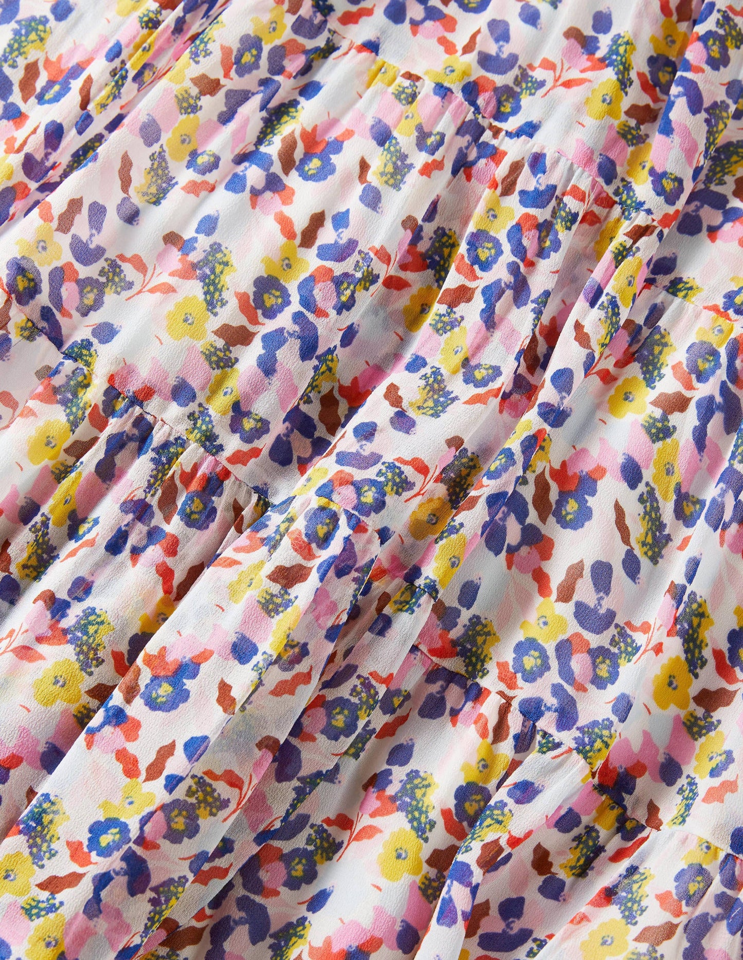 Annie Tiered Midi Dress-Ivory, Peony Burst Small