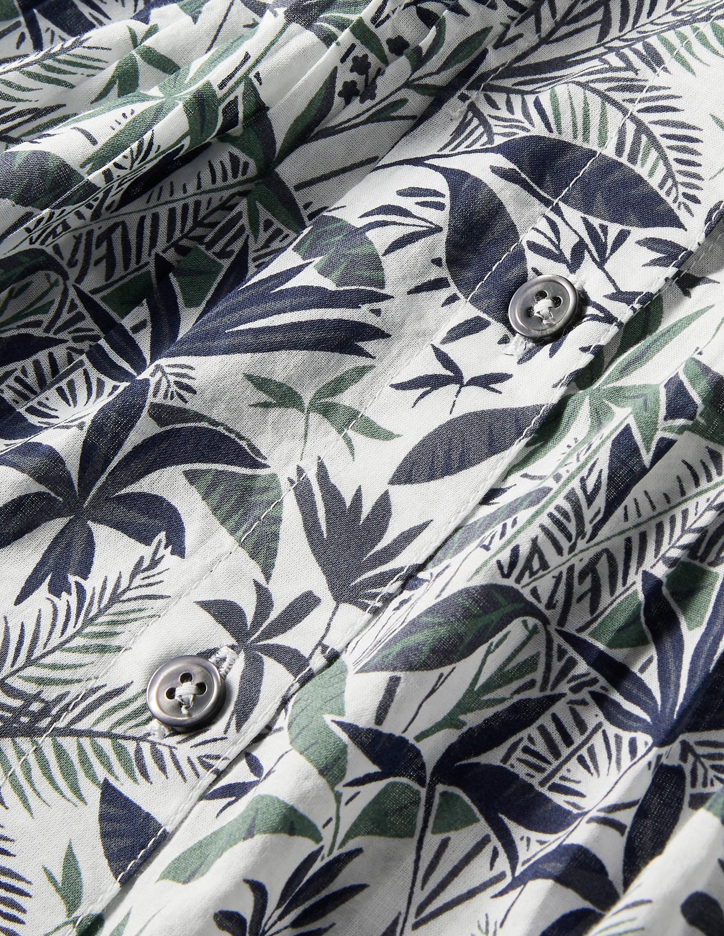 Antonia Cotton Shirt Dress-Ivory, Tropical Palm