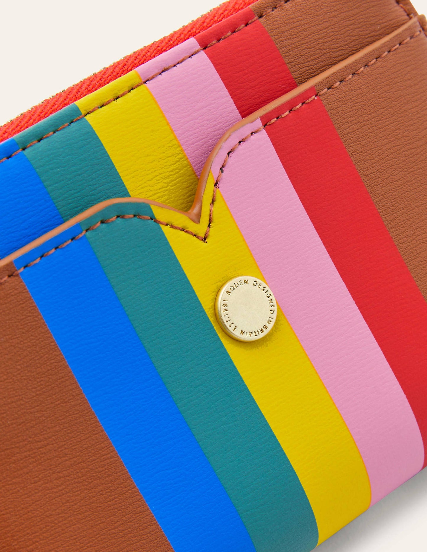 Mini Wallet-Tan Multi Stripe