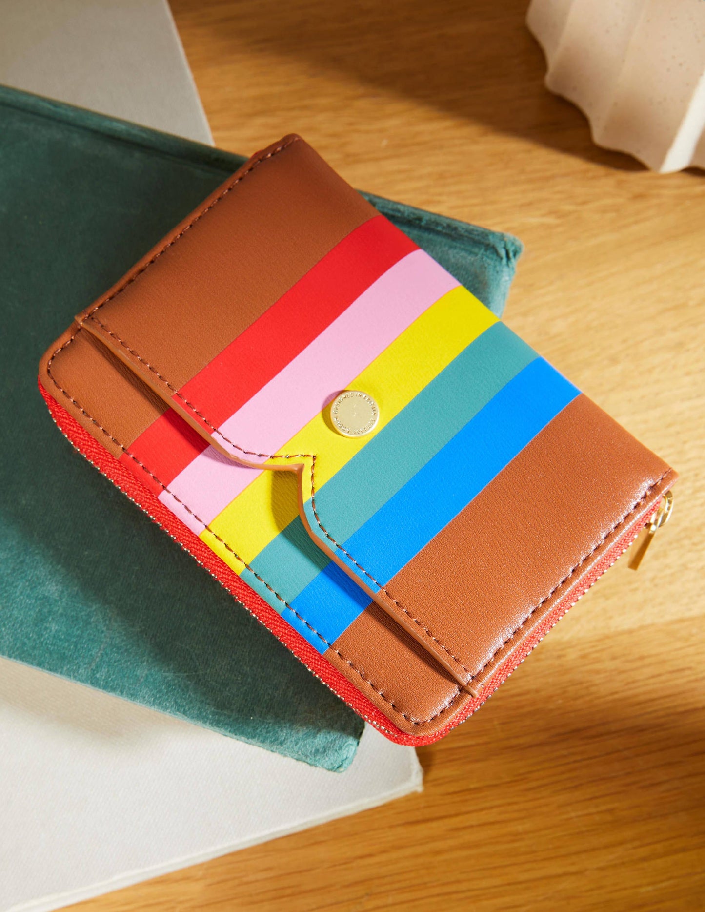 Mini Wallet-Tan Multi Stripe