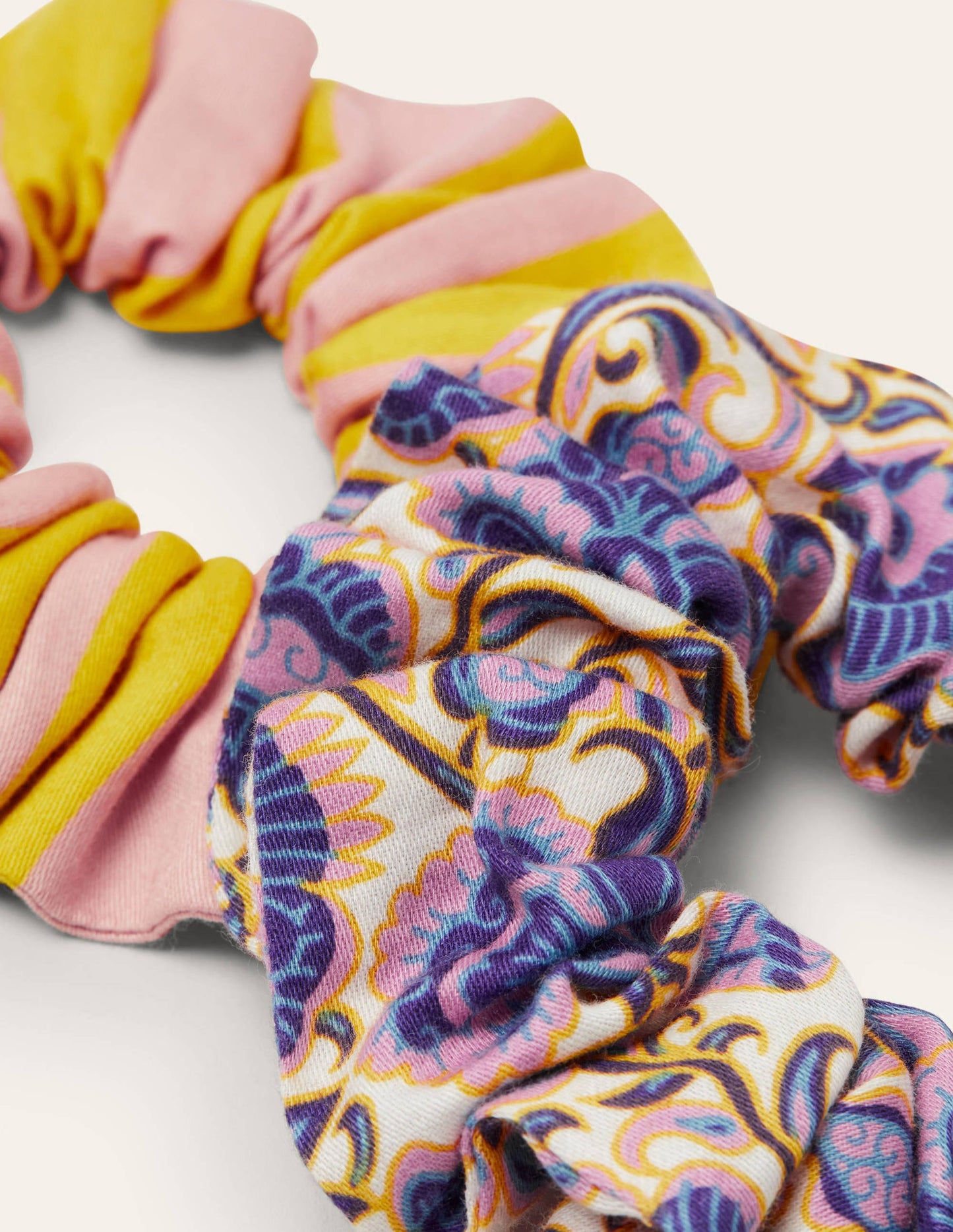 Cotton Scrunchie Set-Ivory, Rich Floral