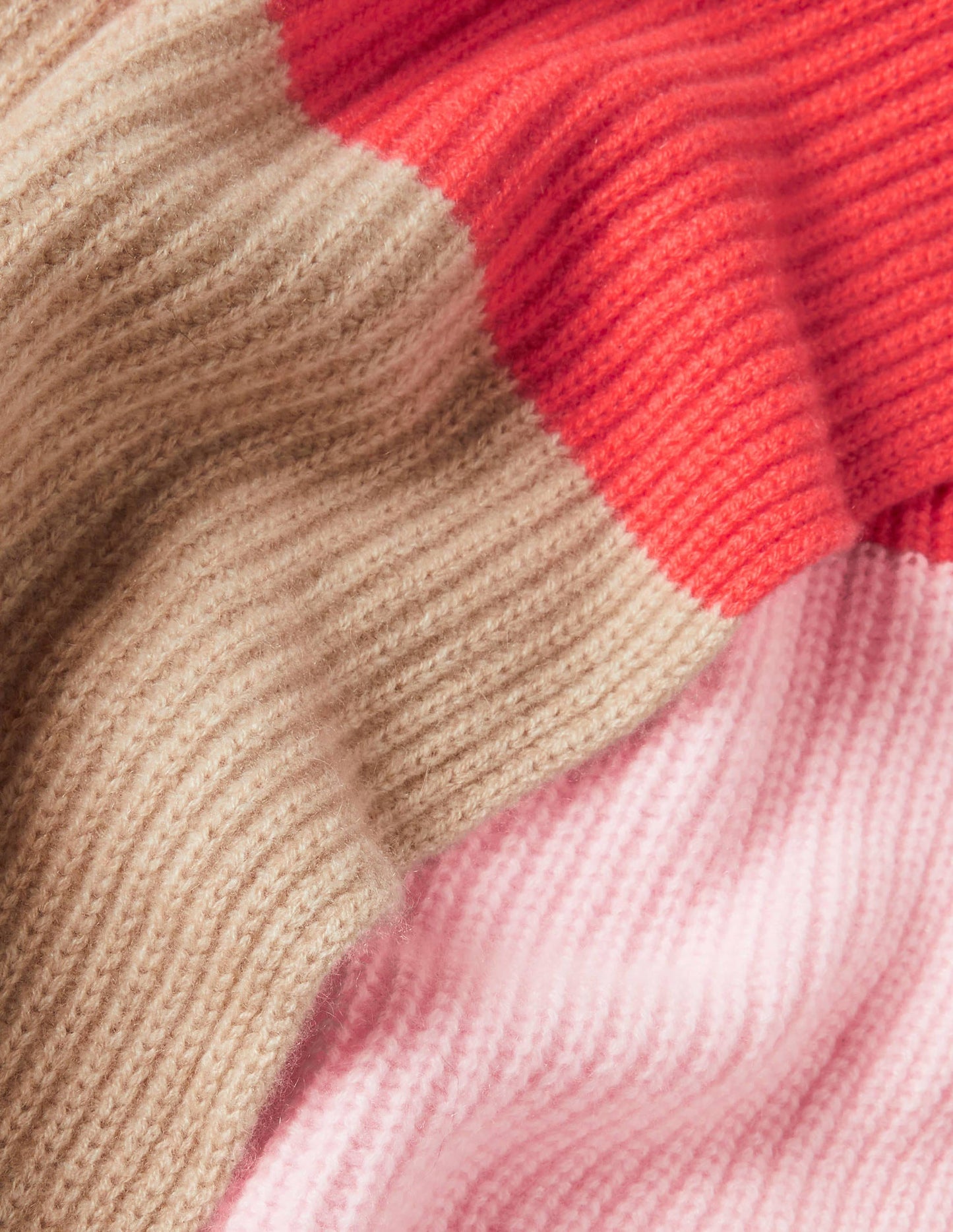 Colourblock Cashmere Scarf-Chinchilla/Milkshake/Coral