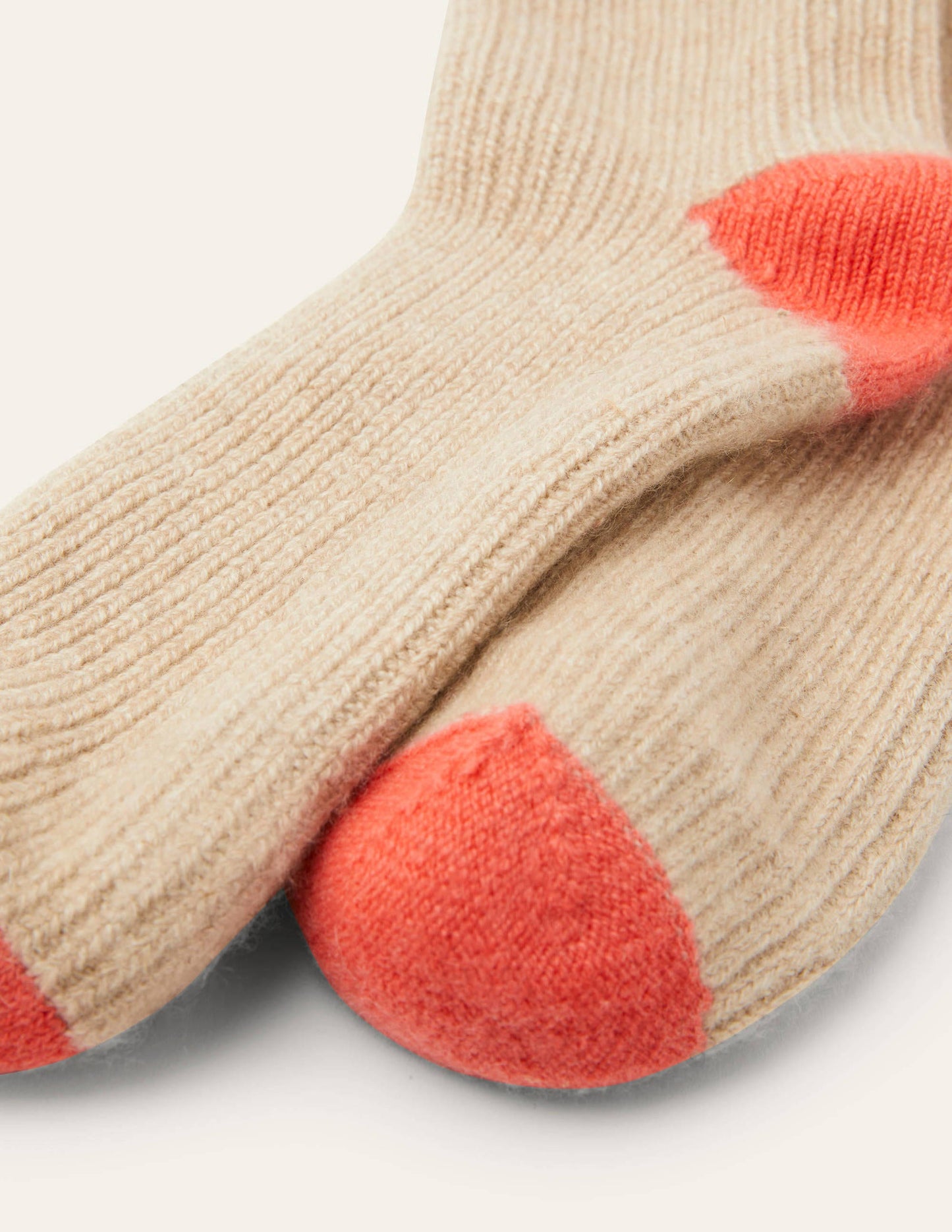 Cashmere Bed Socks-Chinchilla/Milkshake/Coral