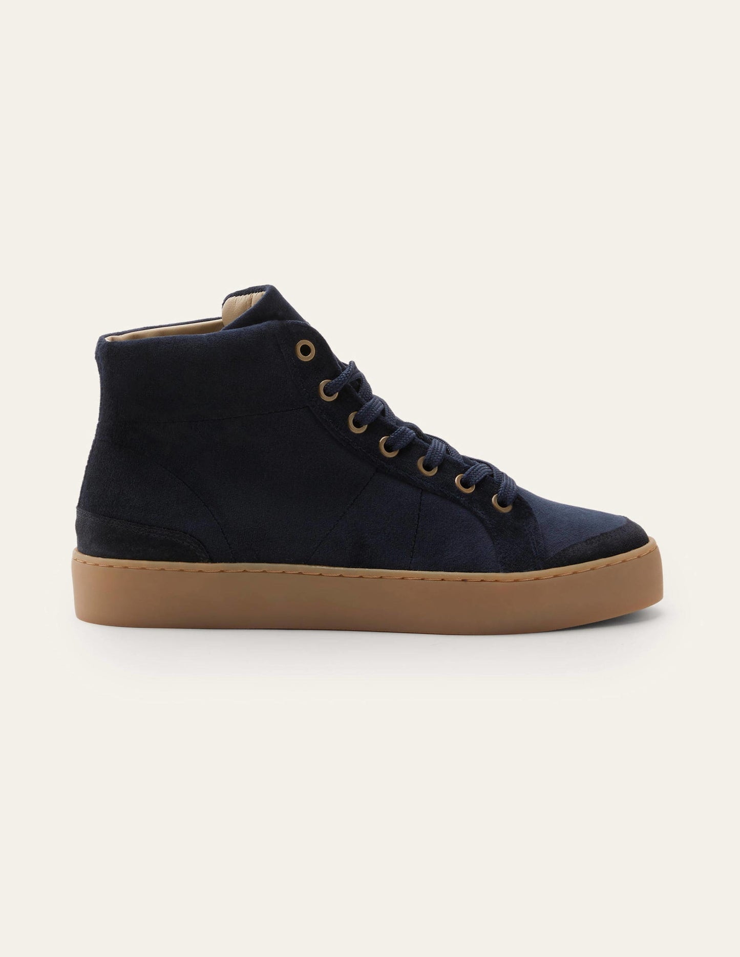 Emma Velvet High Top Trainers-Navy