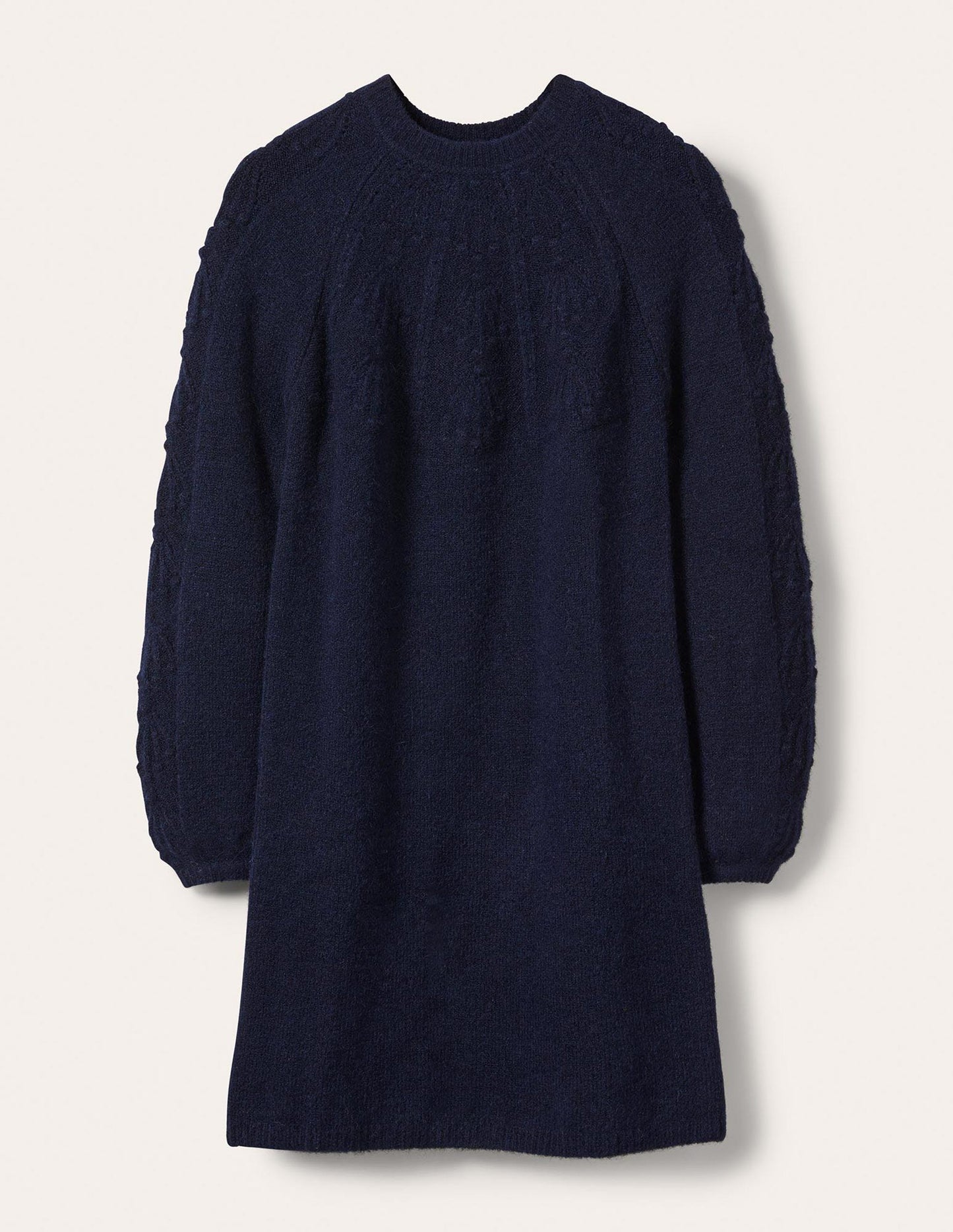 Cable Knitted Dress-Navy