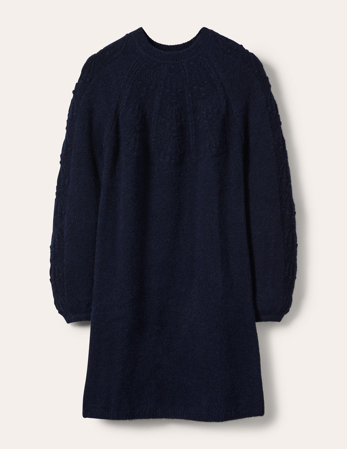Cable Knitted Dress-Navy