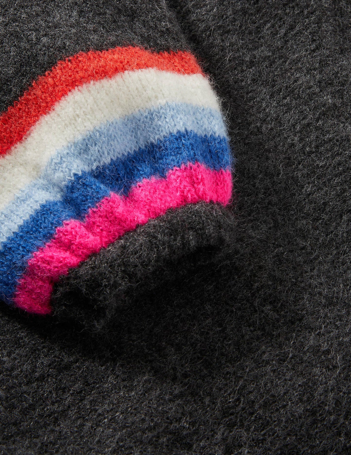 Fluffy Stripe Jumper-Charcoal Melange