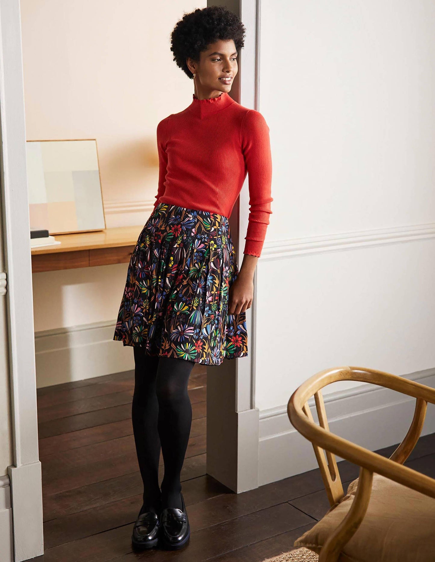 Victoria Pleated Skirt-Black, Wild Dandelion