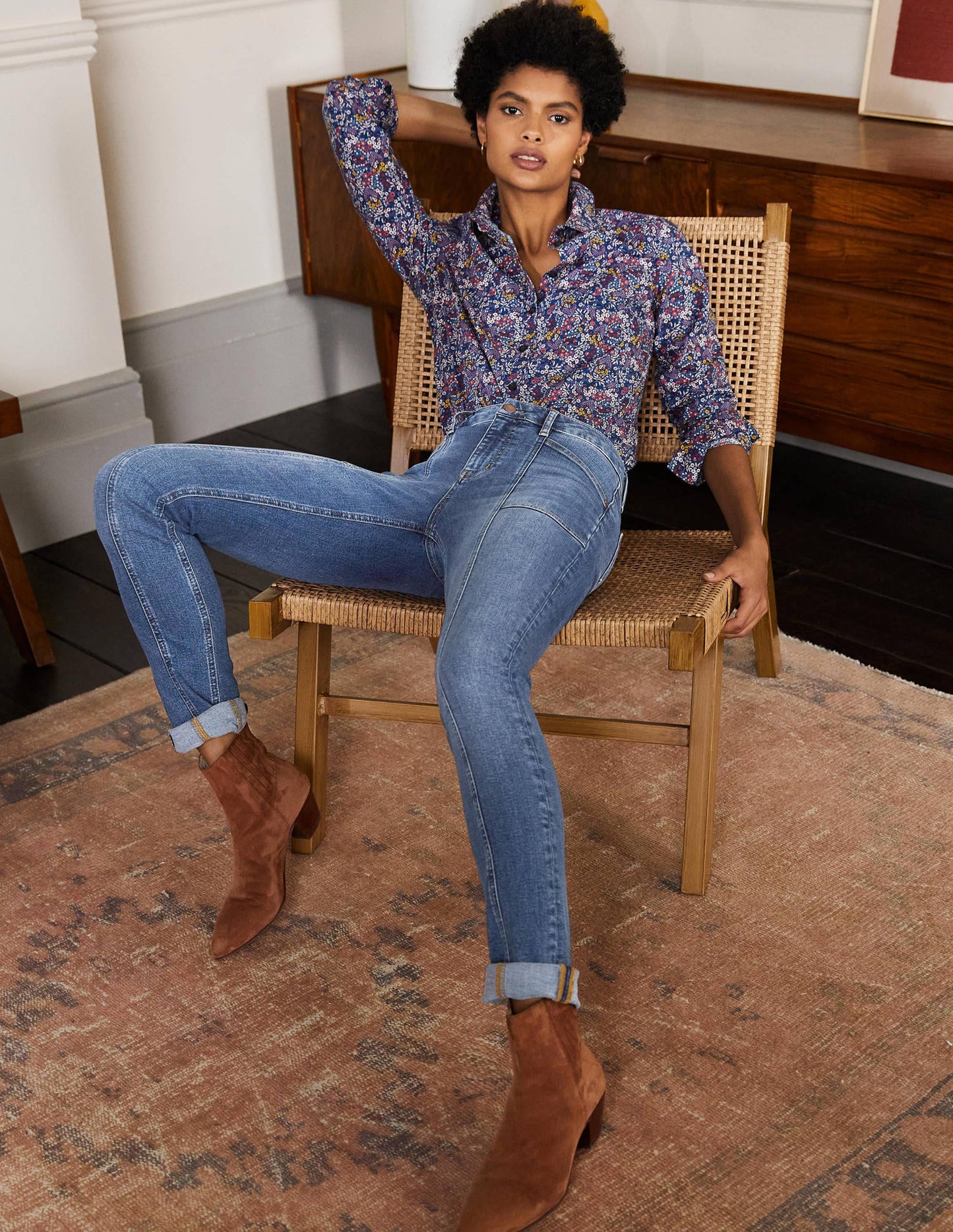 Seam Detail Skinny Jeans-Light Vintage