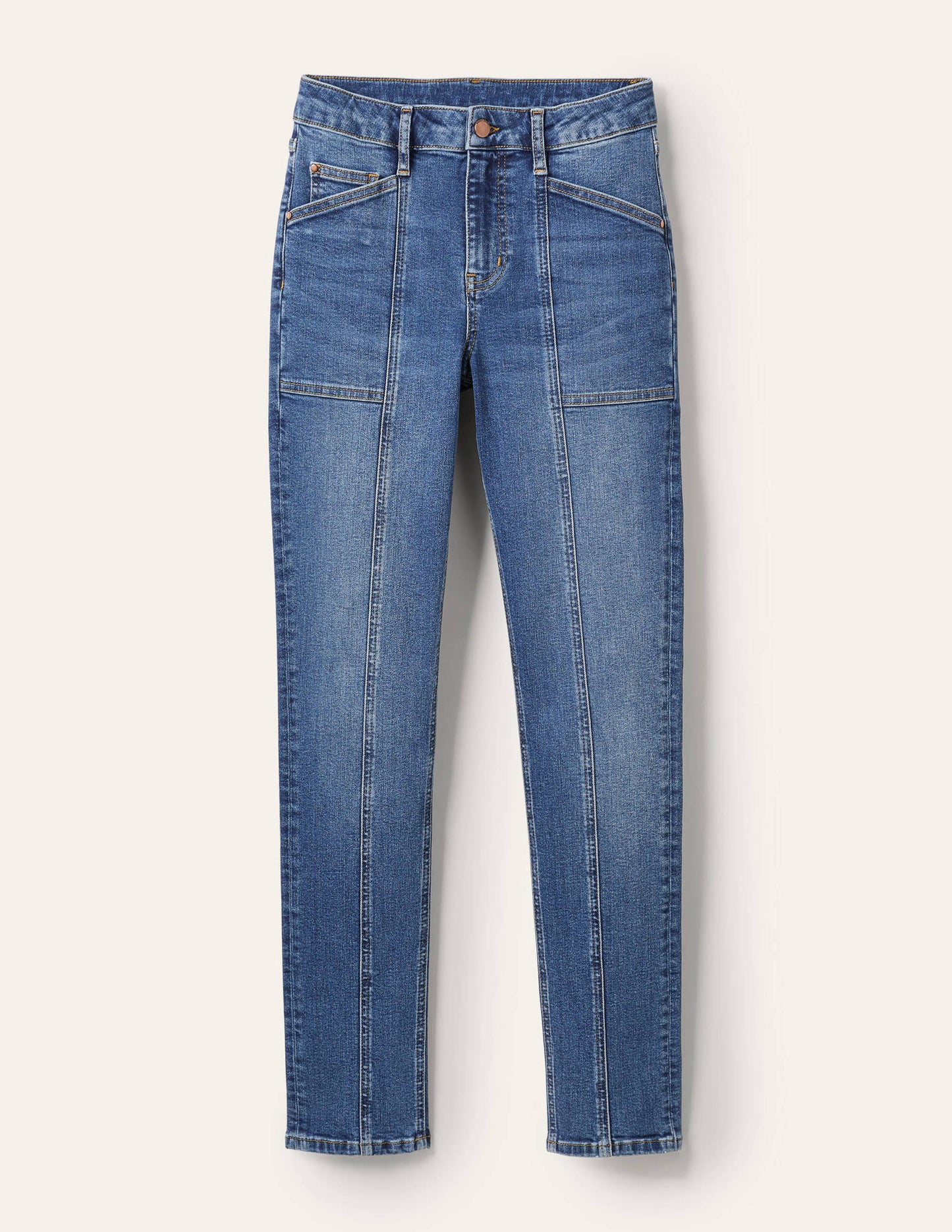 Seam Detail Skinny Jeans-Light Vintage